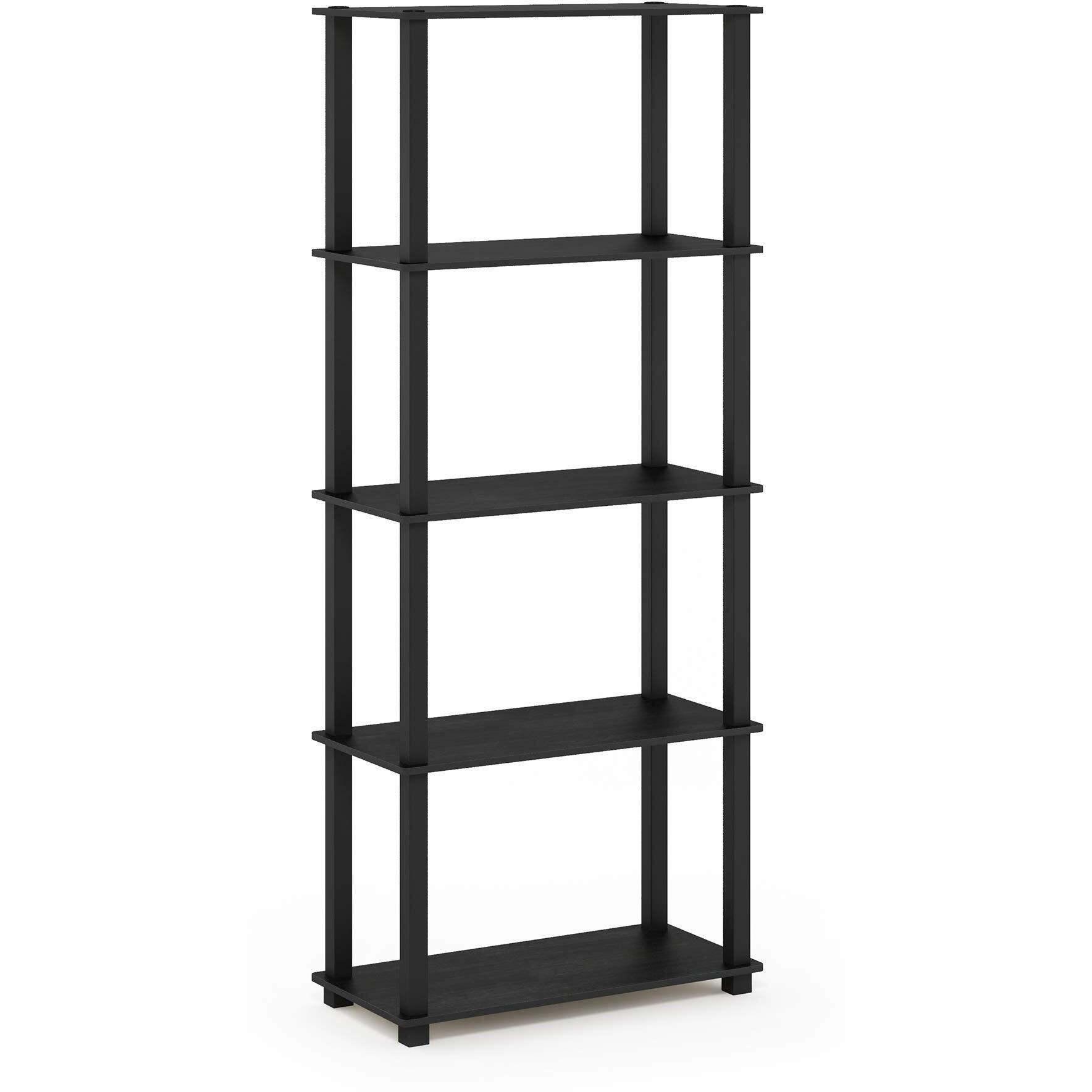 Furinno Turn-S-Tube 5-Tier Multipurpose Shelf Display Rack With Square Tubes  Americano/Black