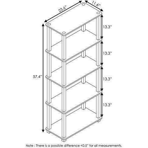 Furinno Turn-S-Tube 5-Tier Multipurpose Shelf Display Rack With Square Tubes  Beech/White