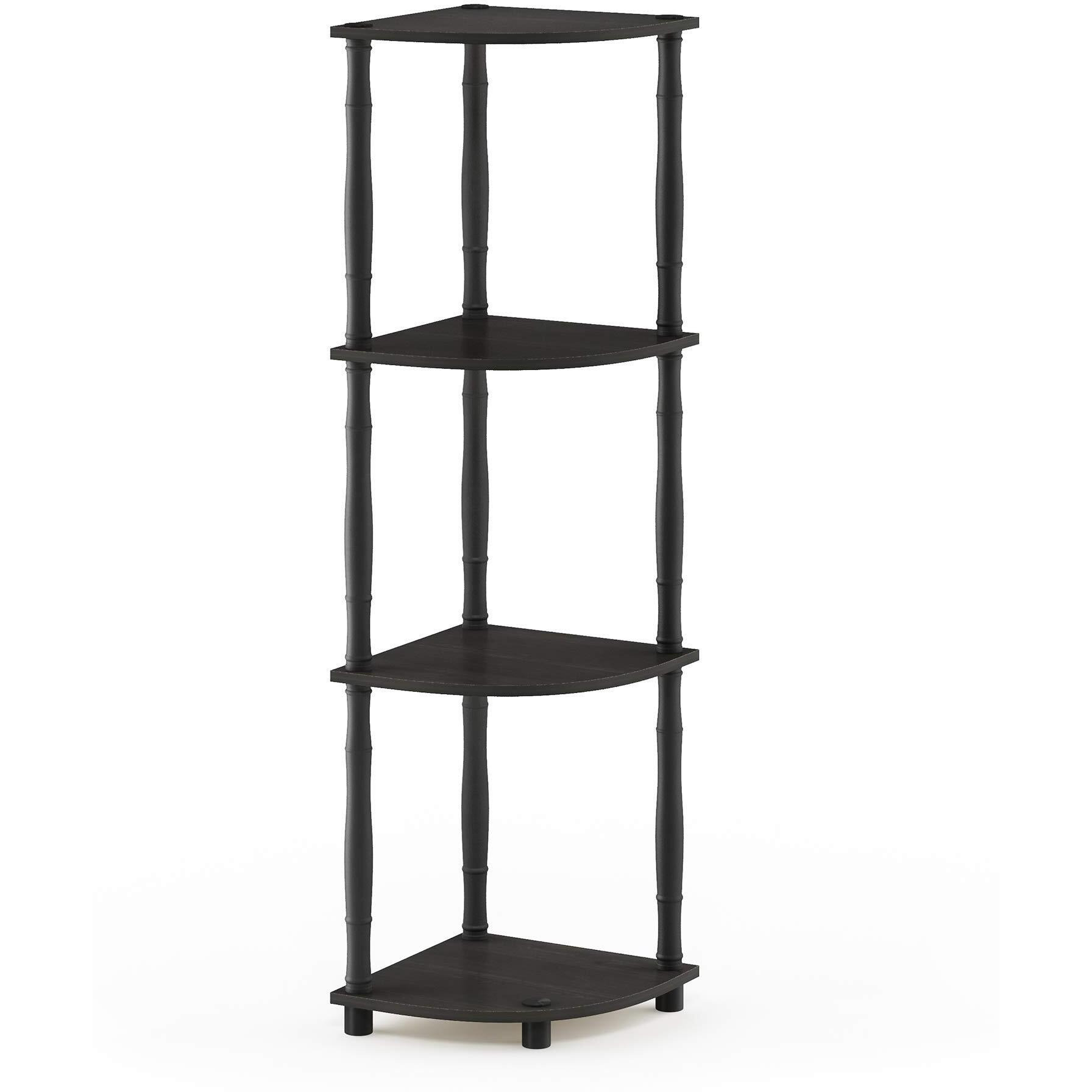 Furinno Turn-N-Tube 4-Tier Corner Display Rack Multipurpose Shelving Unit With Classic Tubes  Espresso/Black
