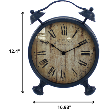 3.15 X 16.93 X 12.4 Blue Retro Style - Wall Clock