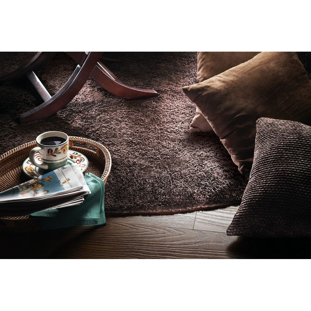 6' Round  Polyester Espresso Area Rug