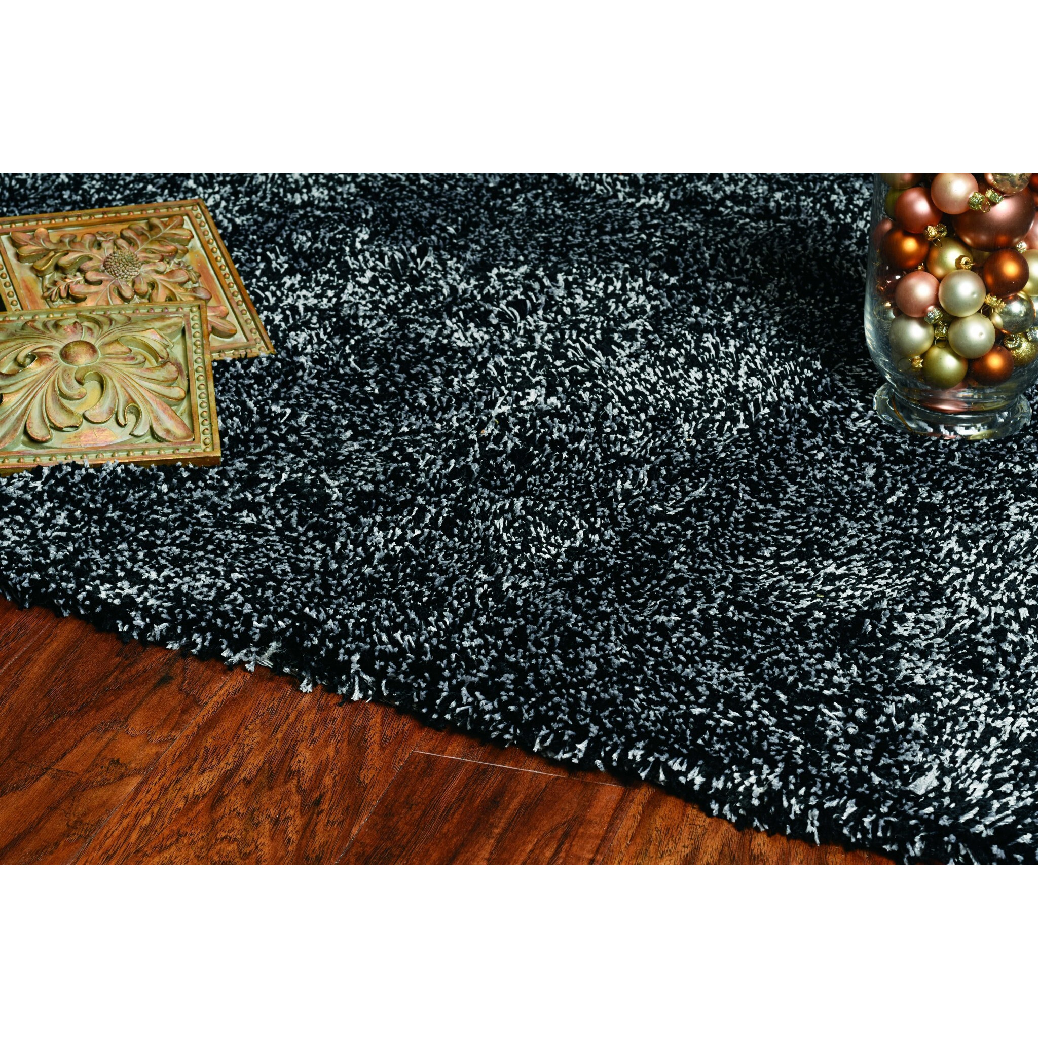 5'X7' Black Heather Indoor Shag Rug