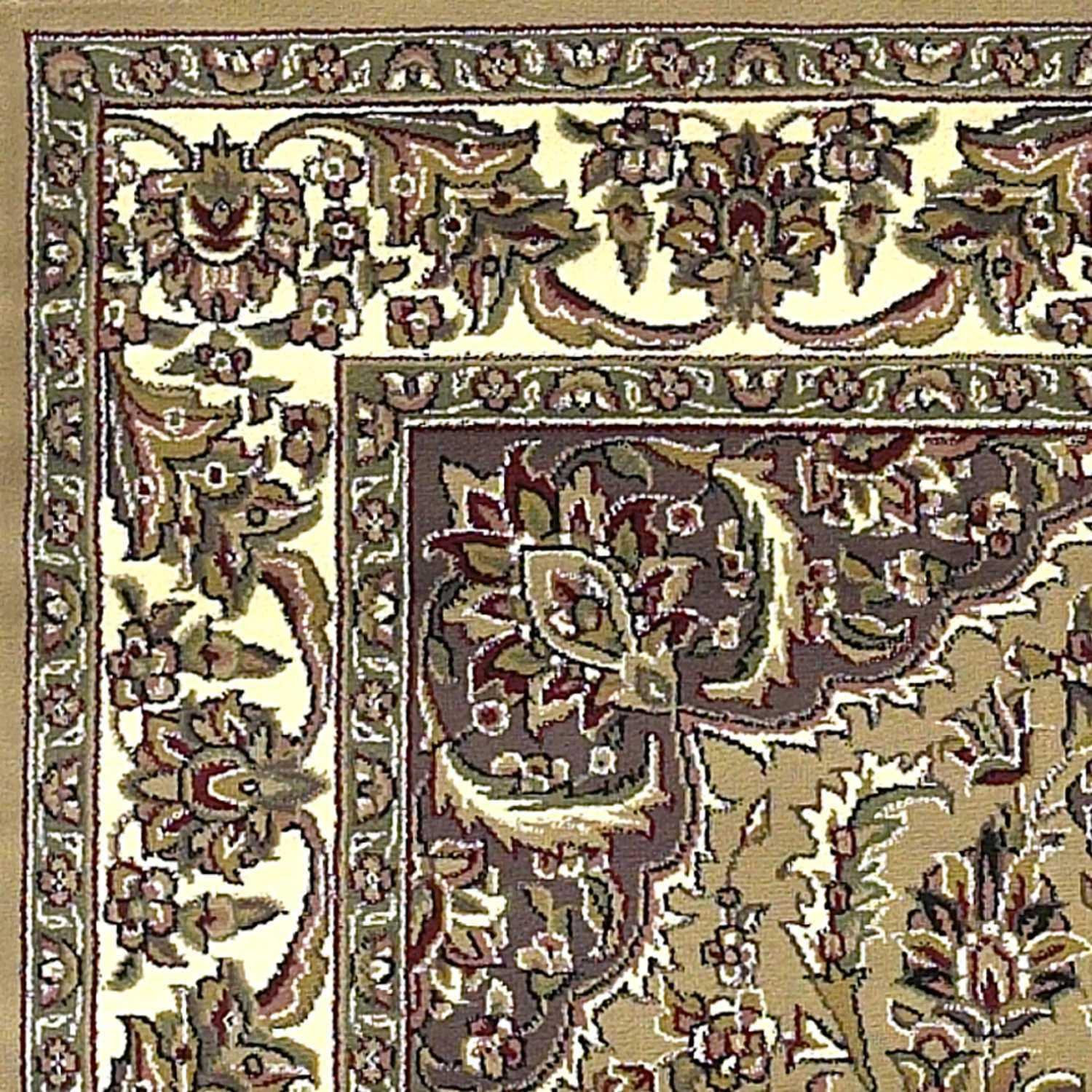 Beige And Ivory Octagon Medallion Area Rug