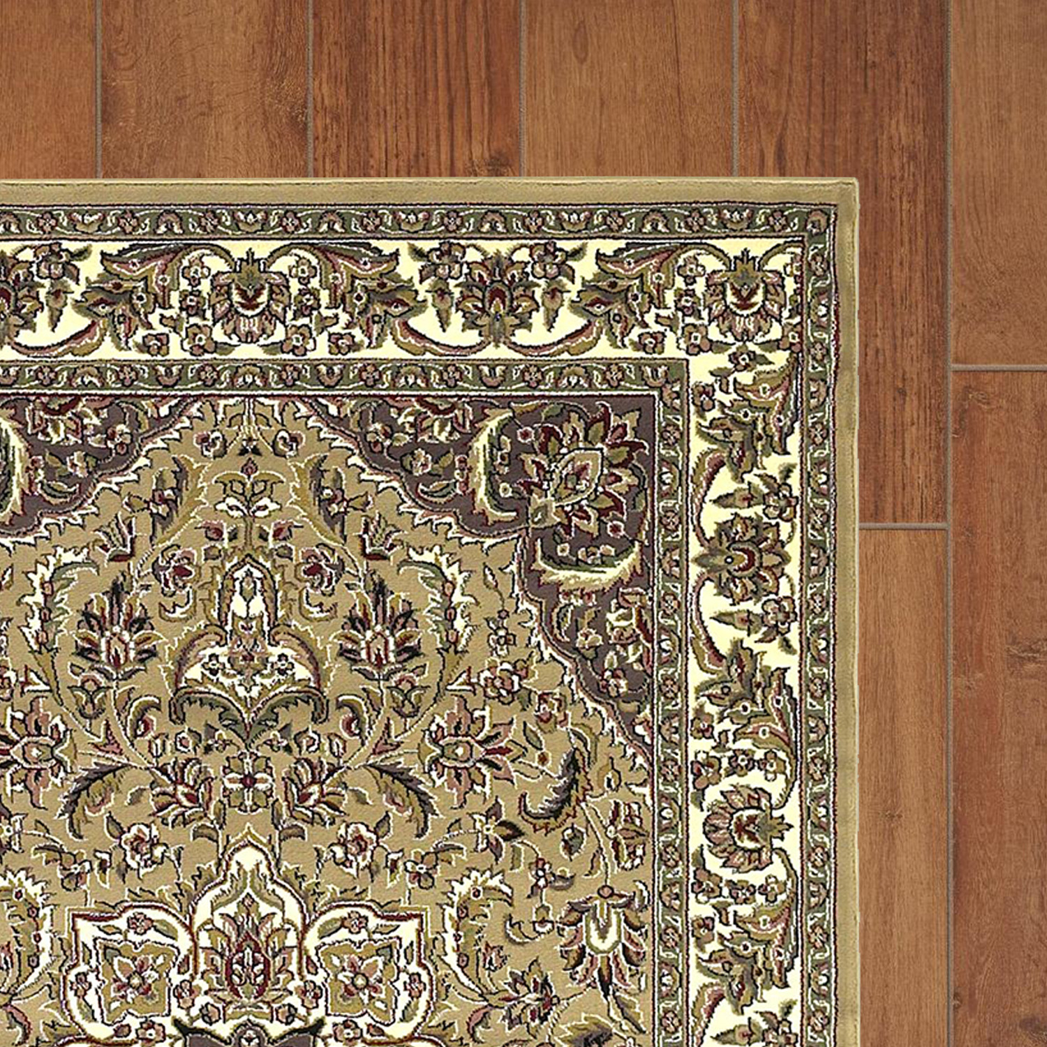 Beige And Ivory Octagon Medallion Area Rug