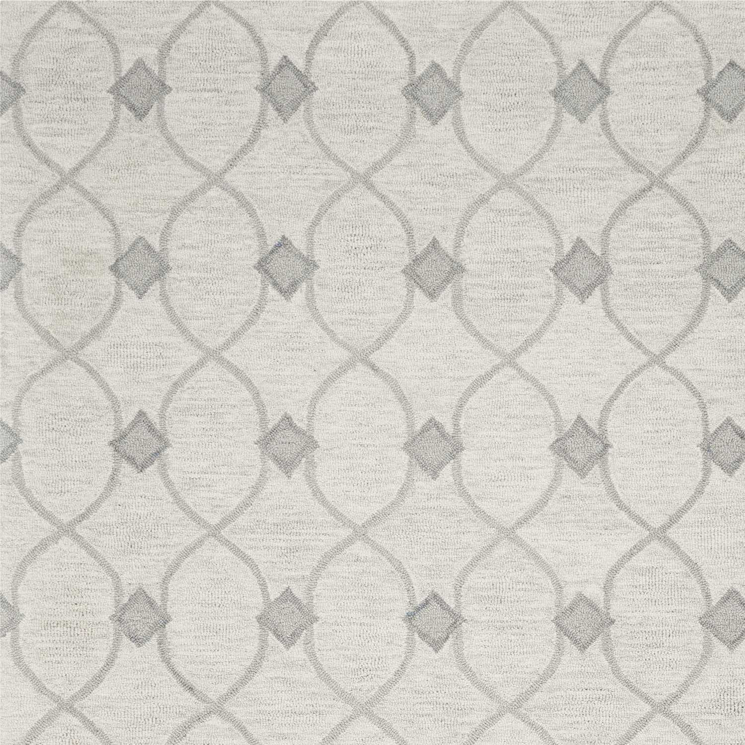 5'X7' Ivory Hand Tufted Wool Ogee Indoor Area Rug