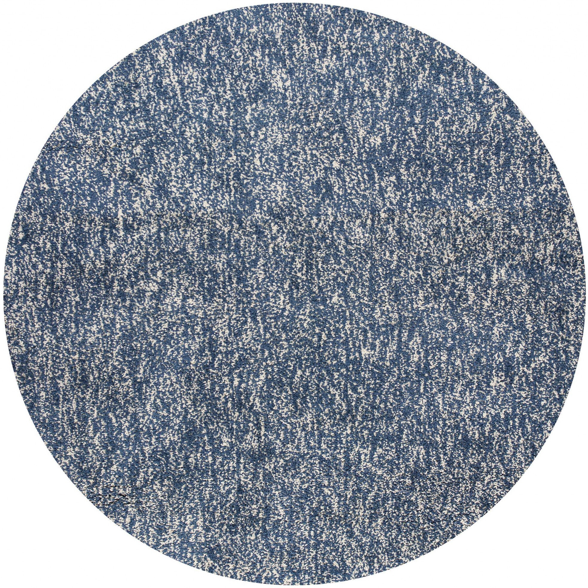 6' Round Indigo Or Ivory Heather Plain Indoor Area Rug