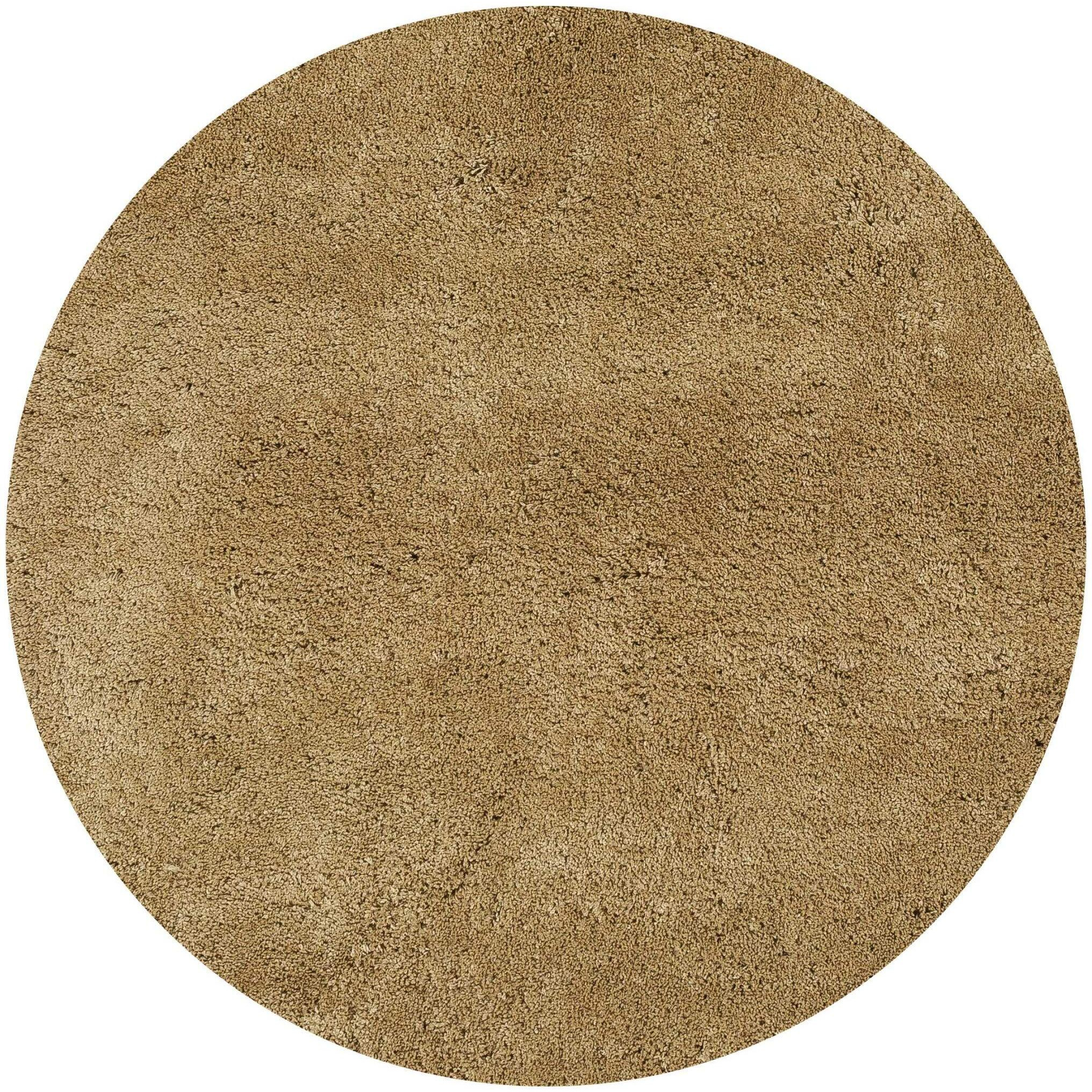 Homeroots 8' Round Polyester Gold Area Rug