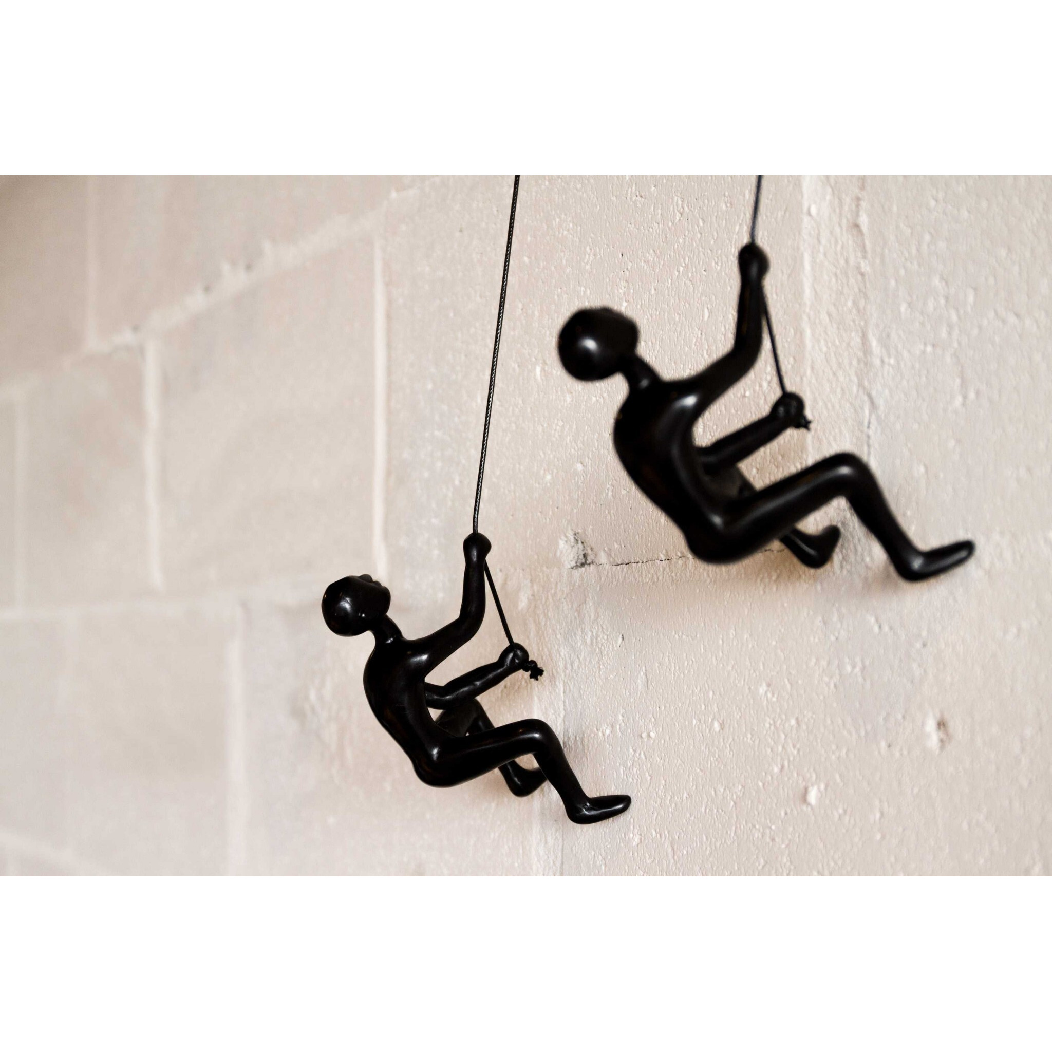 Set Of Two 6"" Black Unique Climbing Men Wall Art