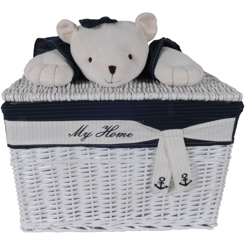 15.5"" X 23.5"" X 22"" Whitebluerectangularbear Design Basket Set Of 5