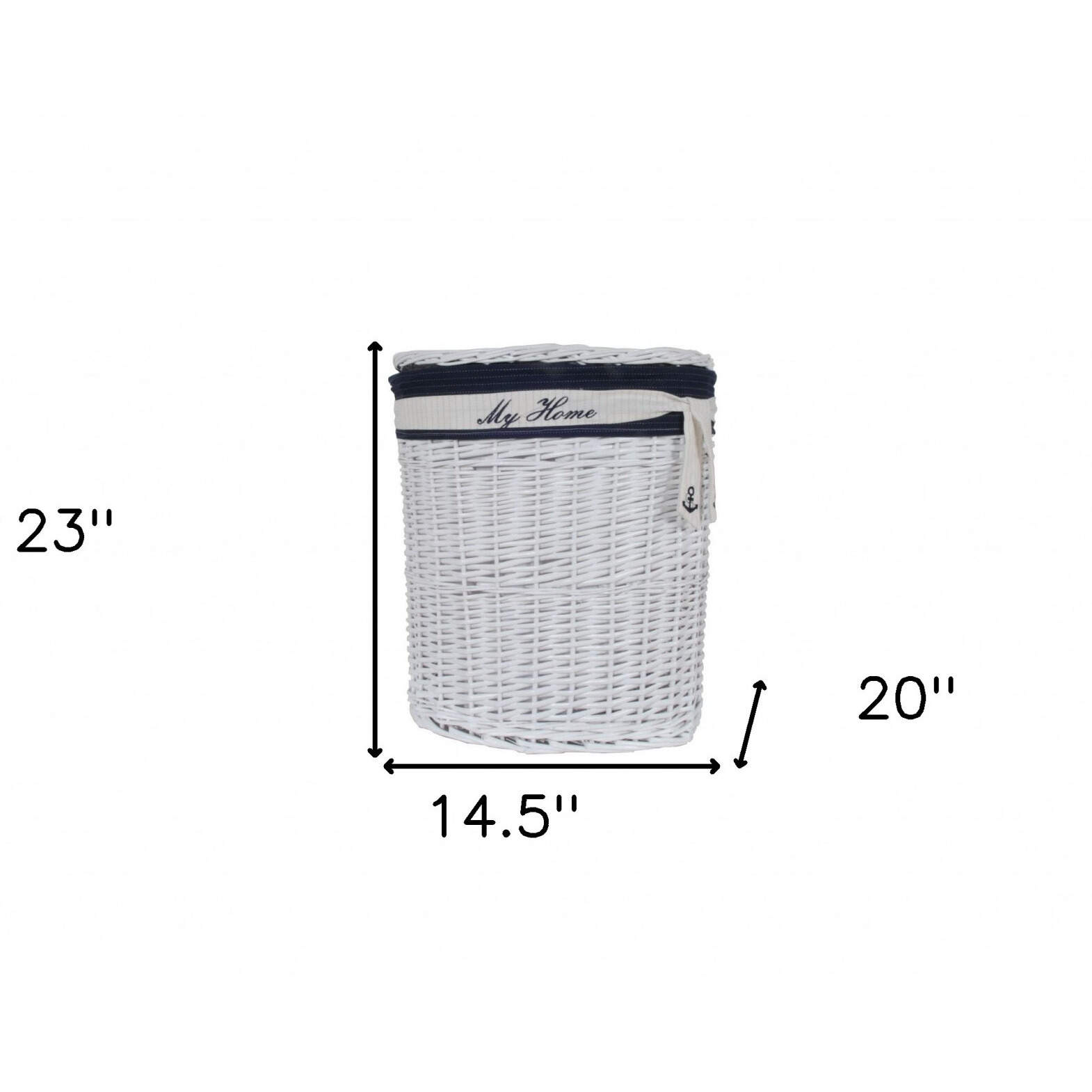 14.5"" X 20"" X 23"" Whiteblueovalwillow Basket Set Of 5