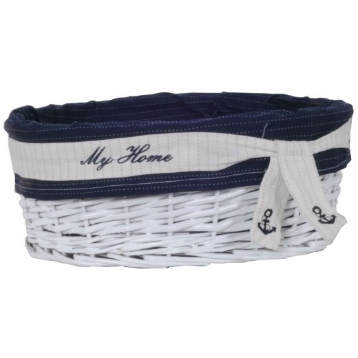 14.5"" X 20"" X 23"" Whiteblueovalwillow Basket Set Of 5