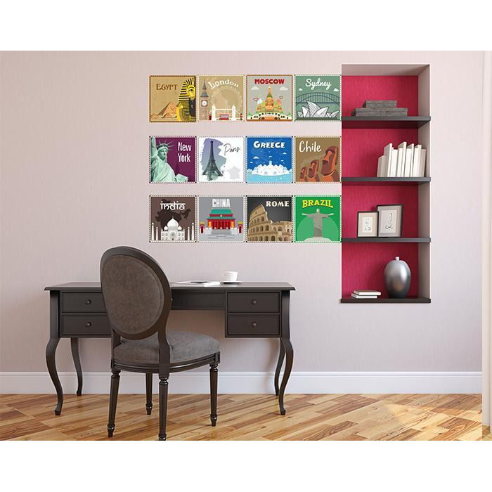 7"" X 7"" World Traveler Peel And Stick Removable Tiles