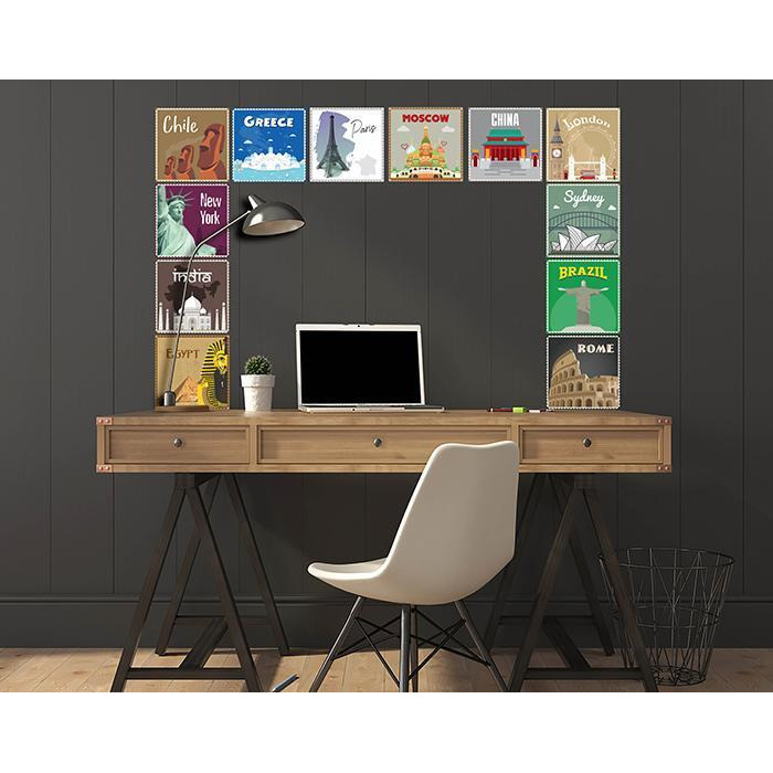 7"" X 7"" World Traveler Peel And Stick Removable Tiles