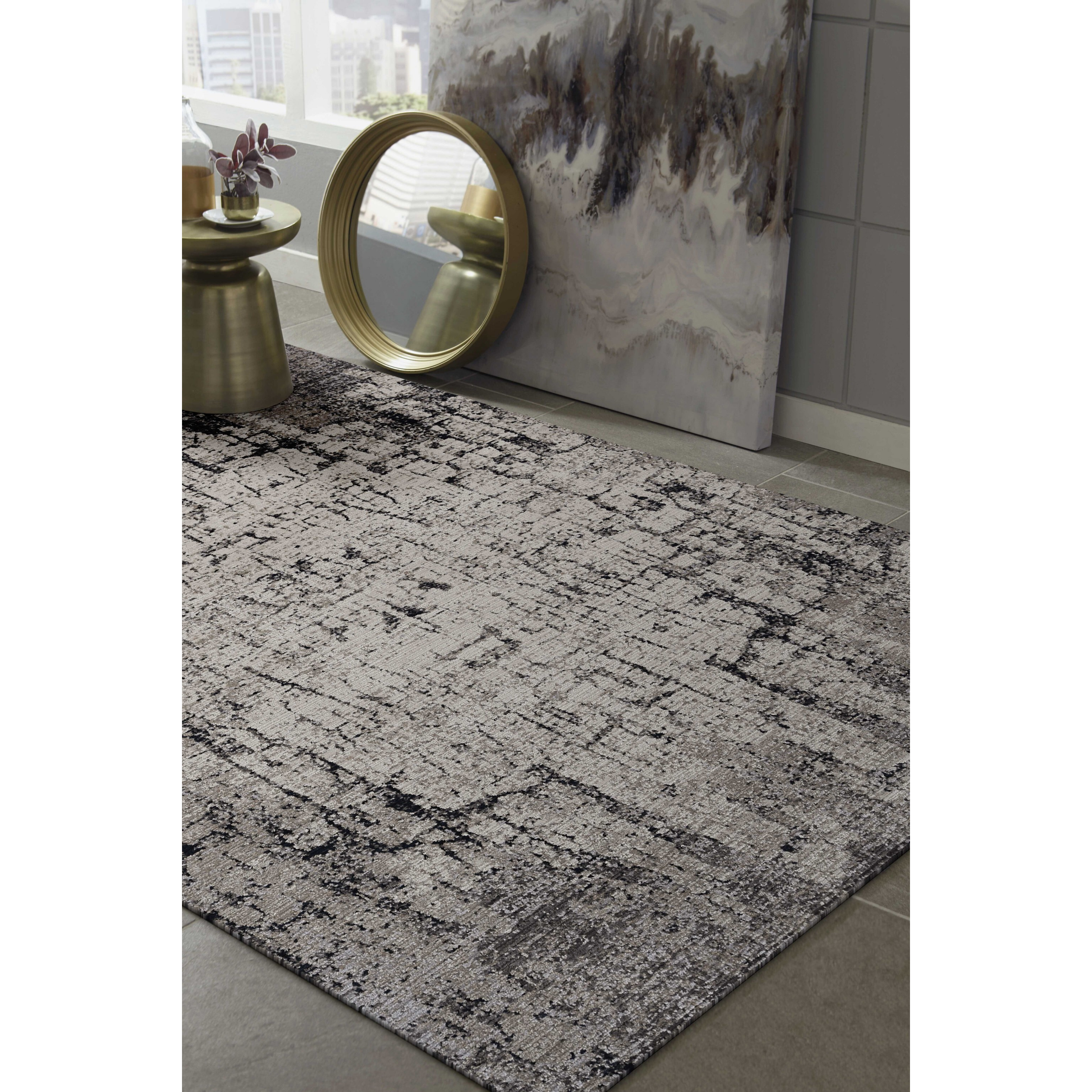 96 X 96 Ivory Or Grey Polyester Rug
