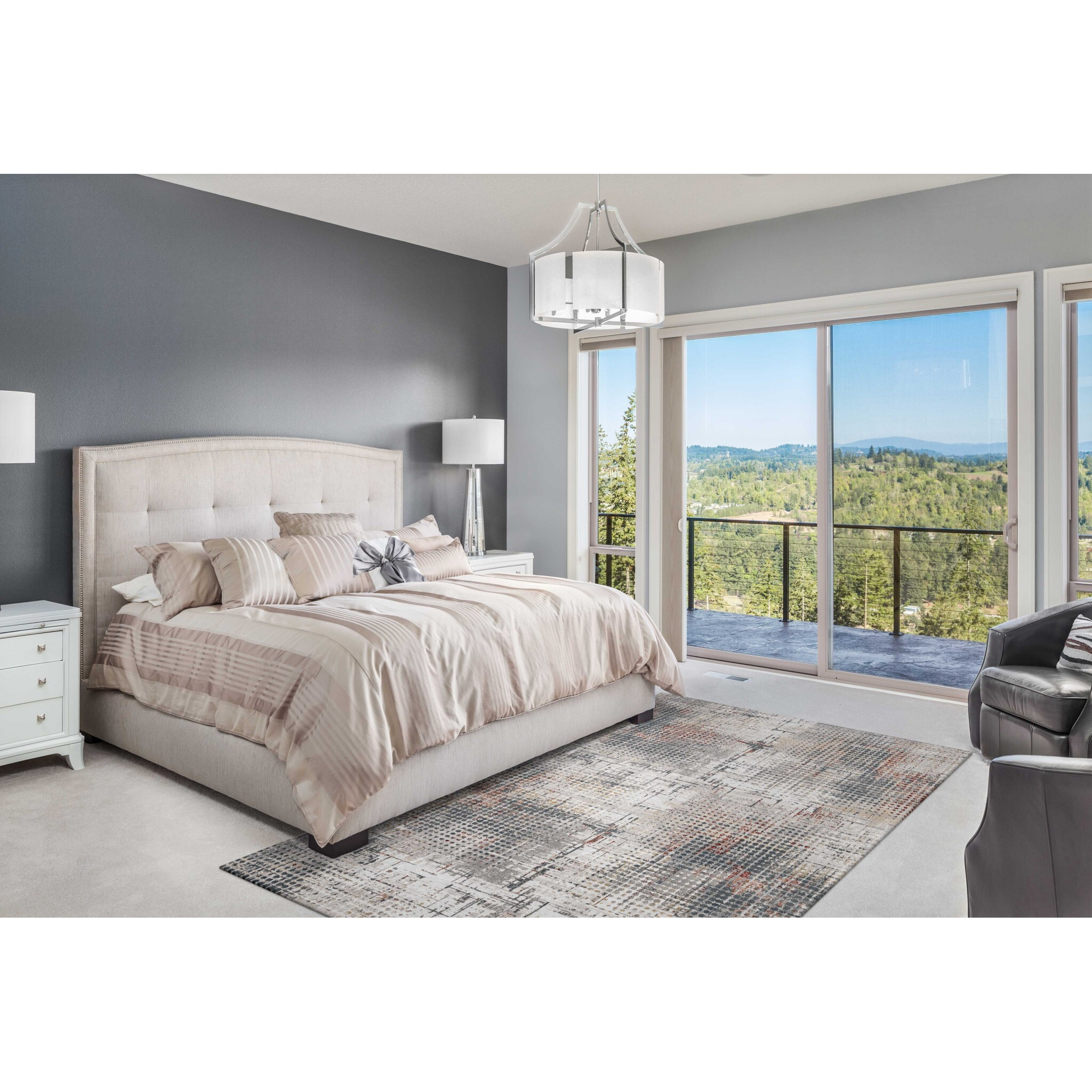 94"" X 130"" Grey Or  Brick Polypropylene And  Polyester Rug