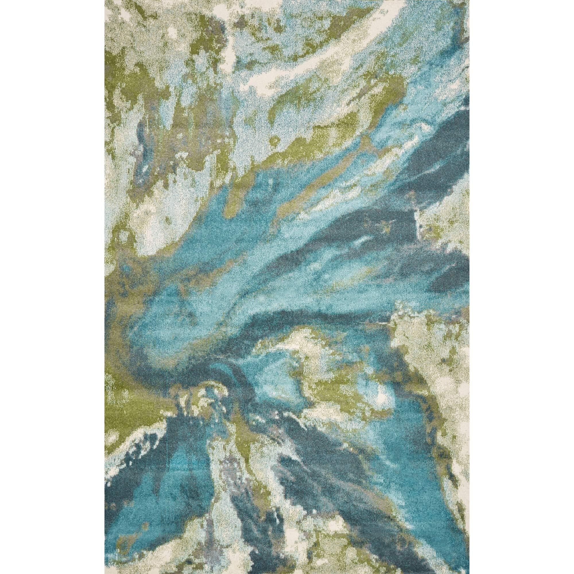 Homeroots 99"" X 122"" Teal Polypropylene Rug