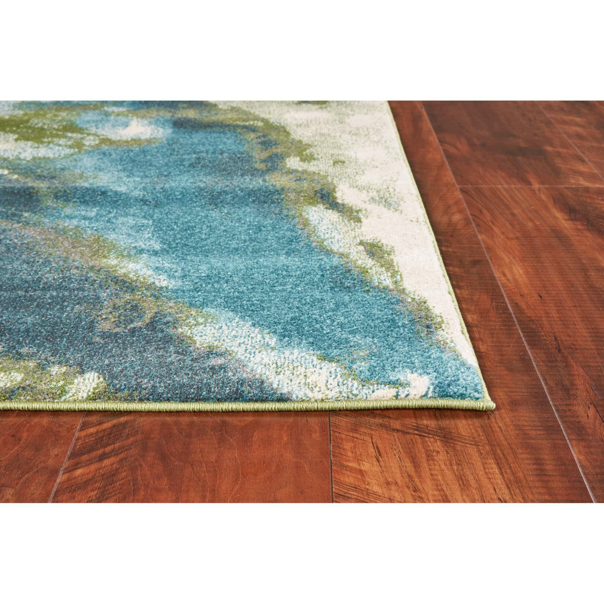 Homeroots 99"" X 122"" Teal Polypropylene Rug