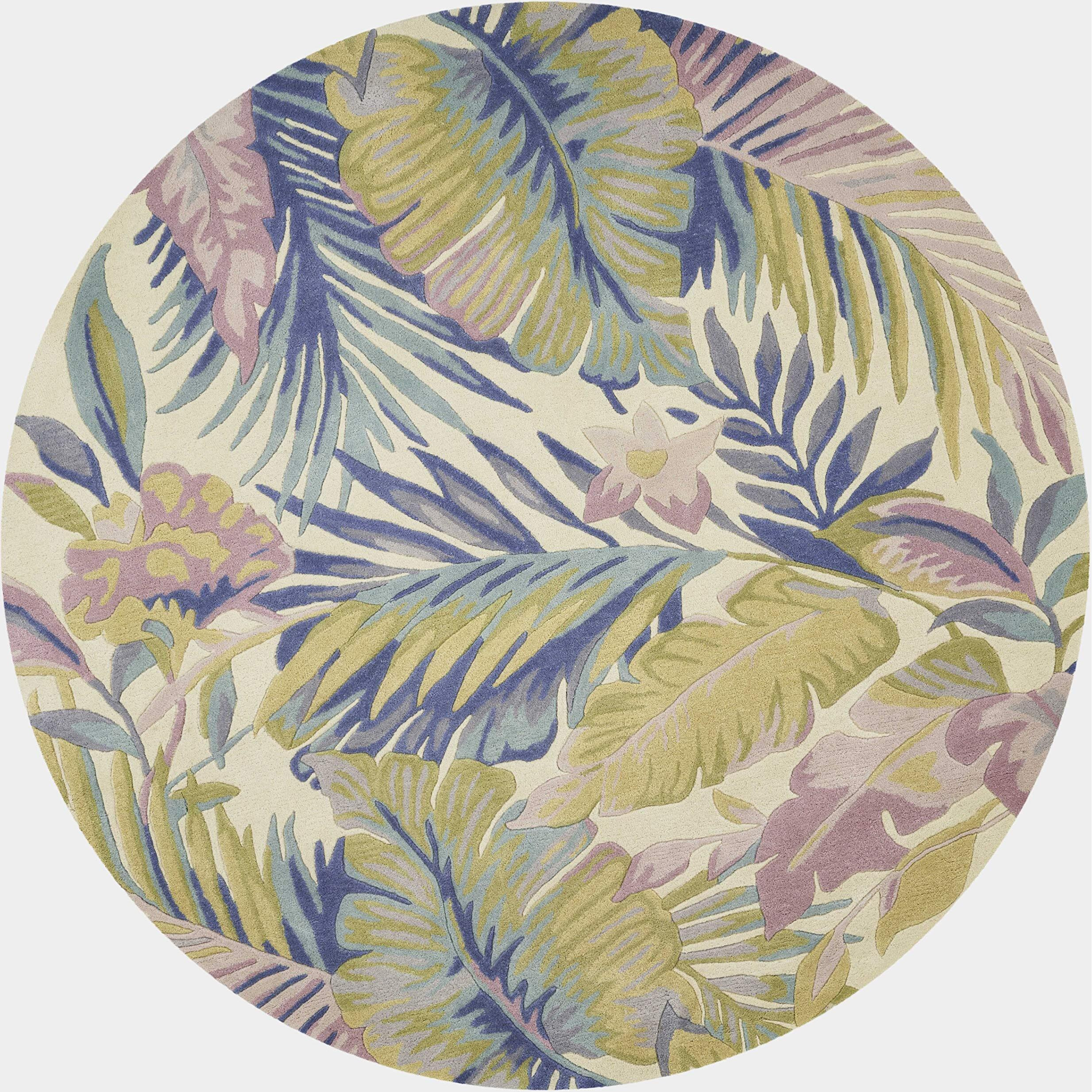 Homeroots 5'X8' Pastel Ivory Hand Tufted Tropical Plants Indoor Area Rug