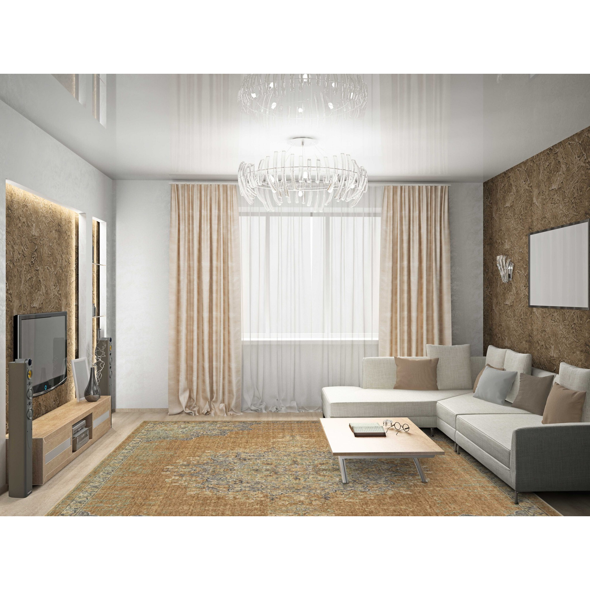 63 X 91 Coffee Wool Rug