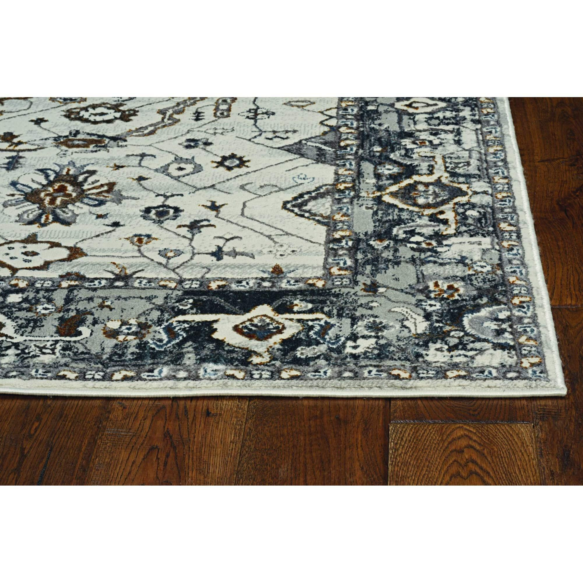 Homeroots Decor 63 X 91 X 0.25 Ivorygrey Polyester Rug