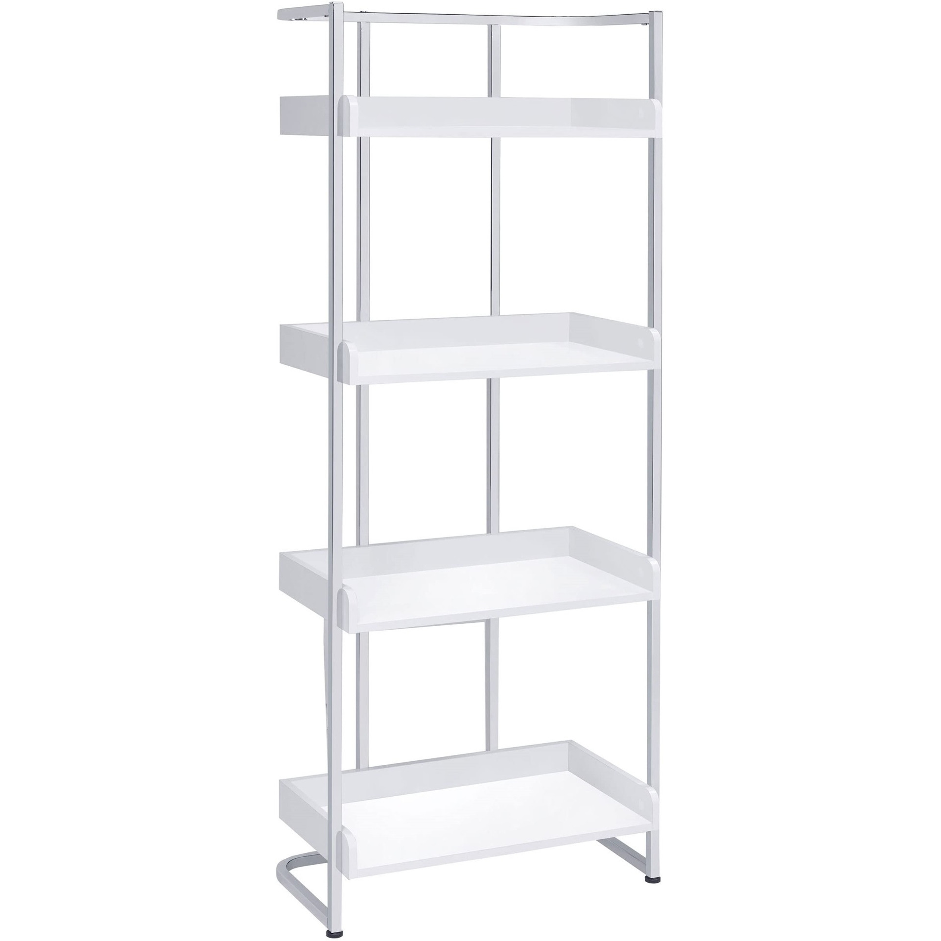 Ember 4-Shelf Bookcase White High Gloss And Chrome