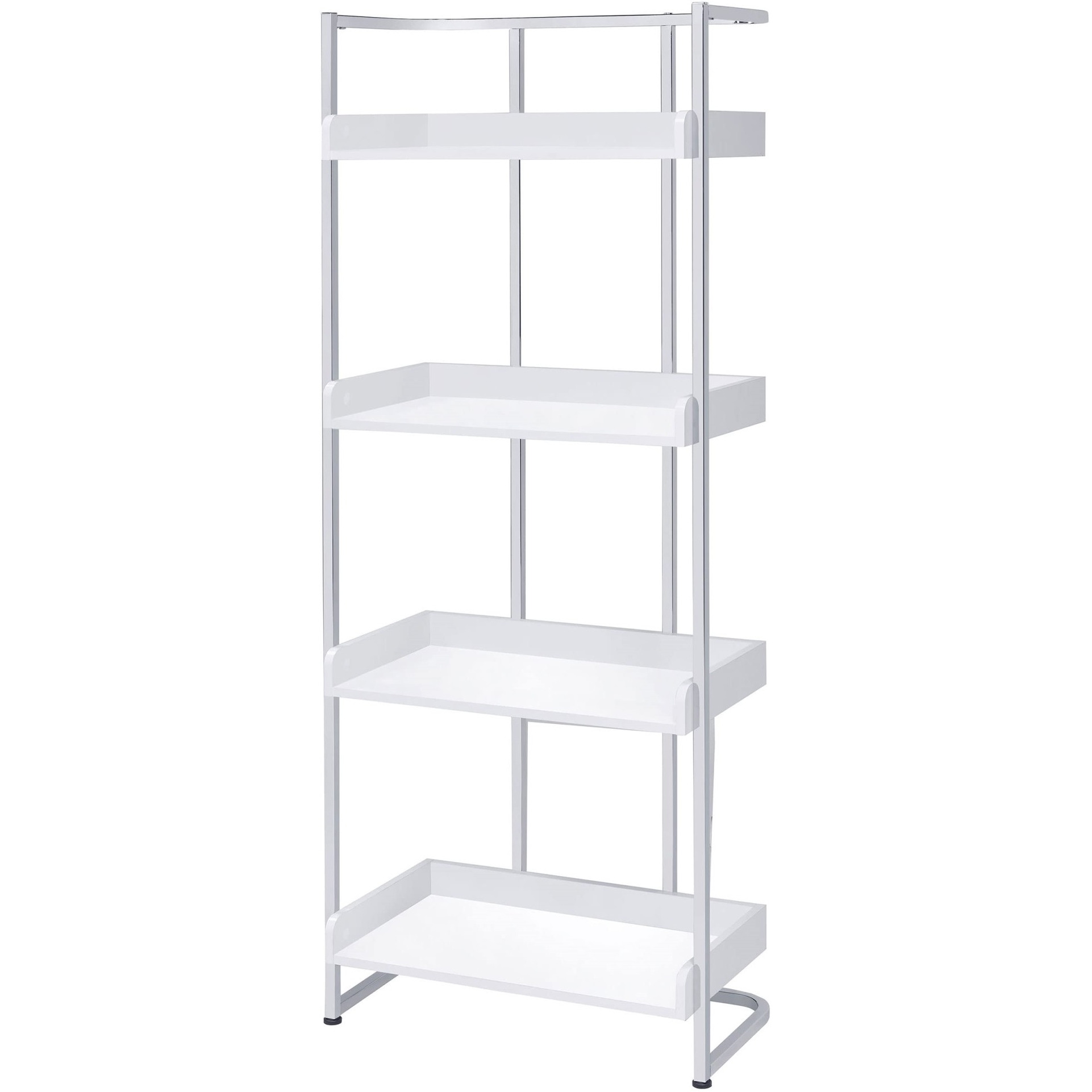 Ember 4-Shelf Bookcase White High Gloss And Chrome