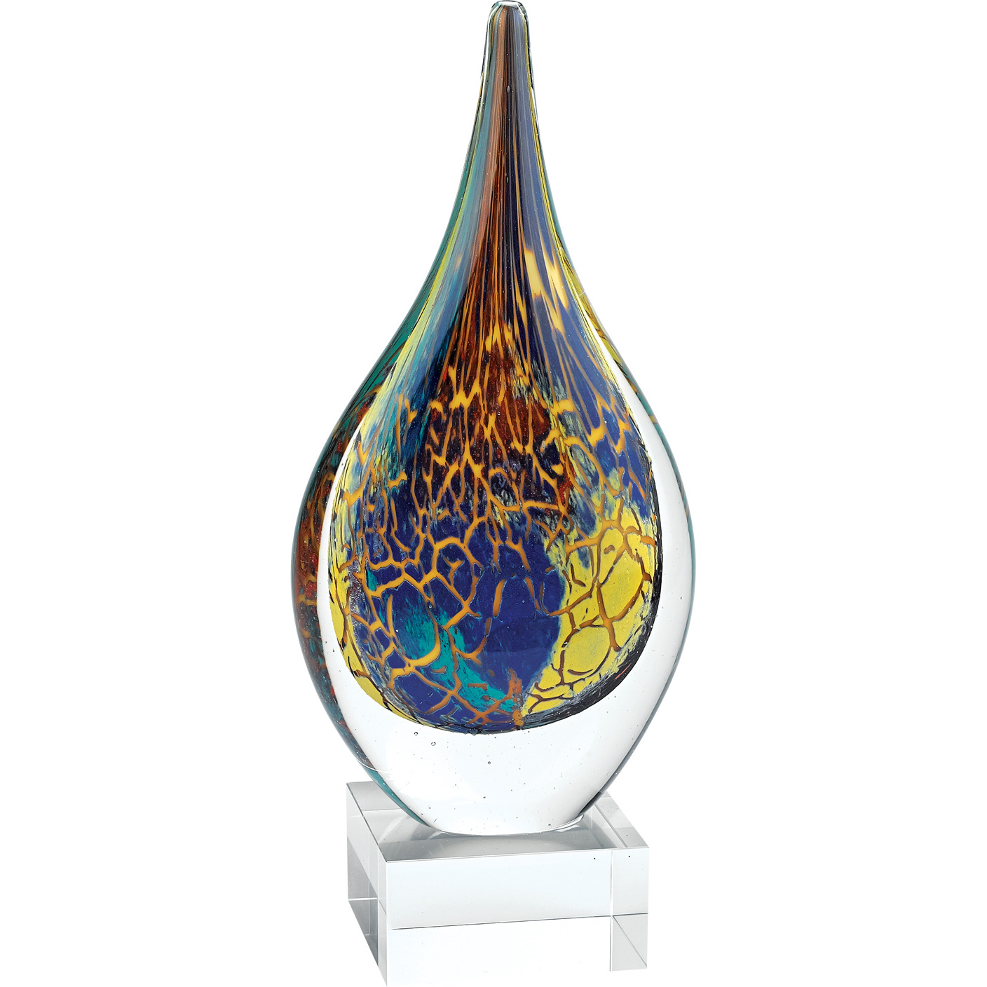 11 Multicolor Art Glass Teardrop On Crystal Base