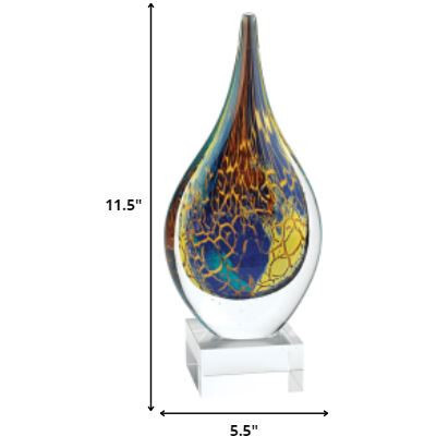 11 Multicolor Art Glass Teardrop On Crystal Base