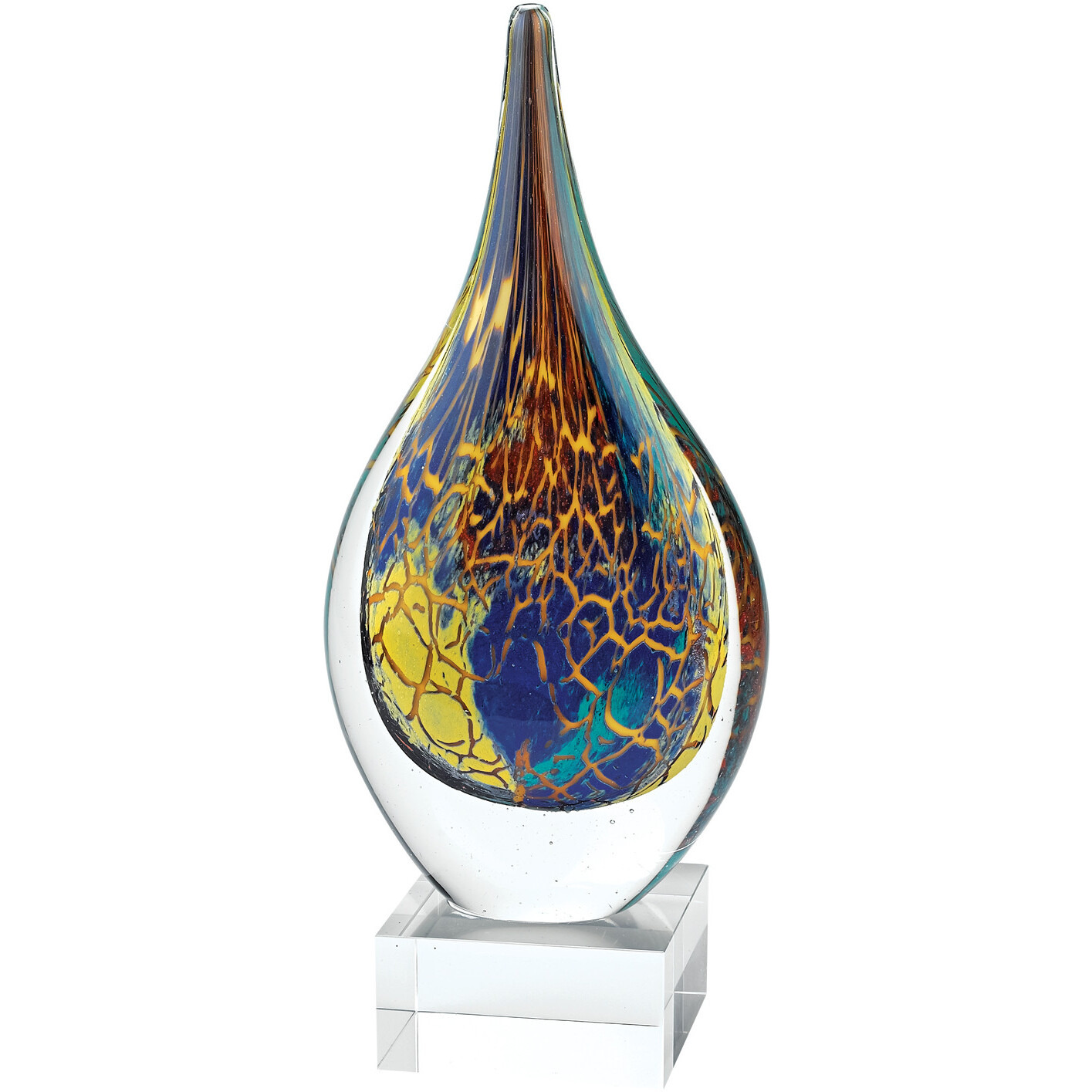 11 Multicolor Art Glass Teardrop On Crystal Base