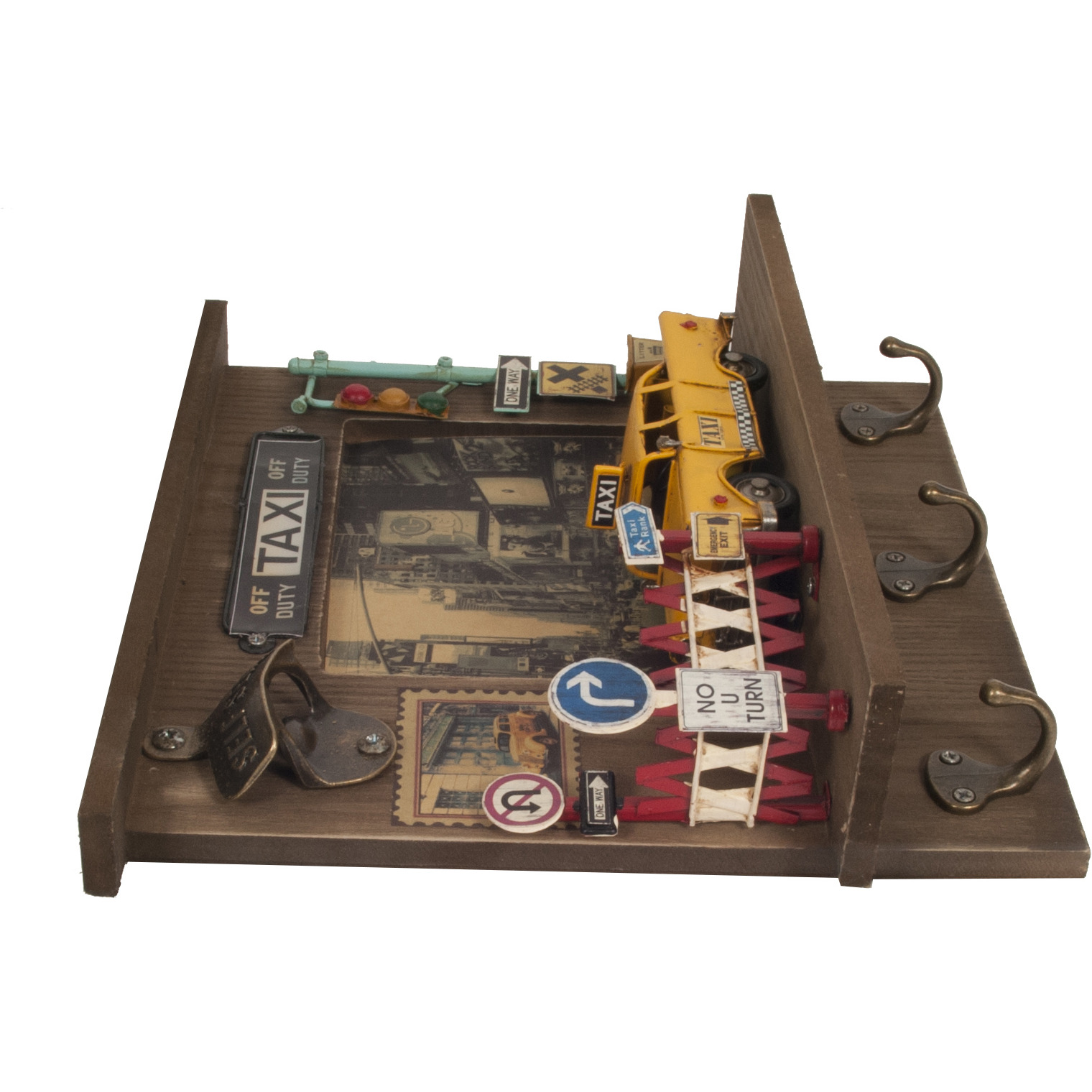 Shadow Box With 3 Metal Keychain Hooks