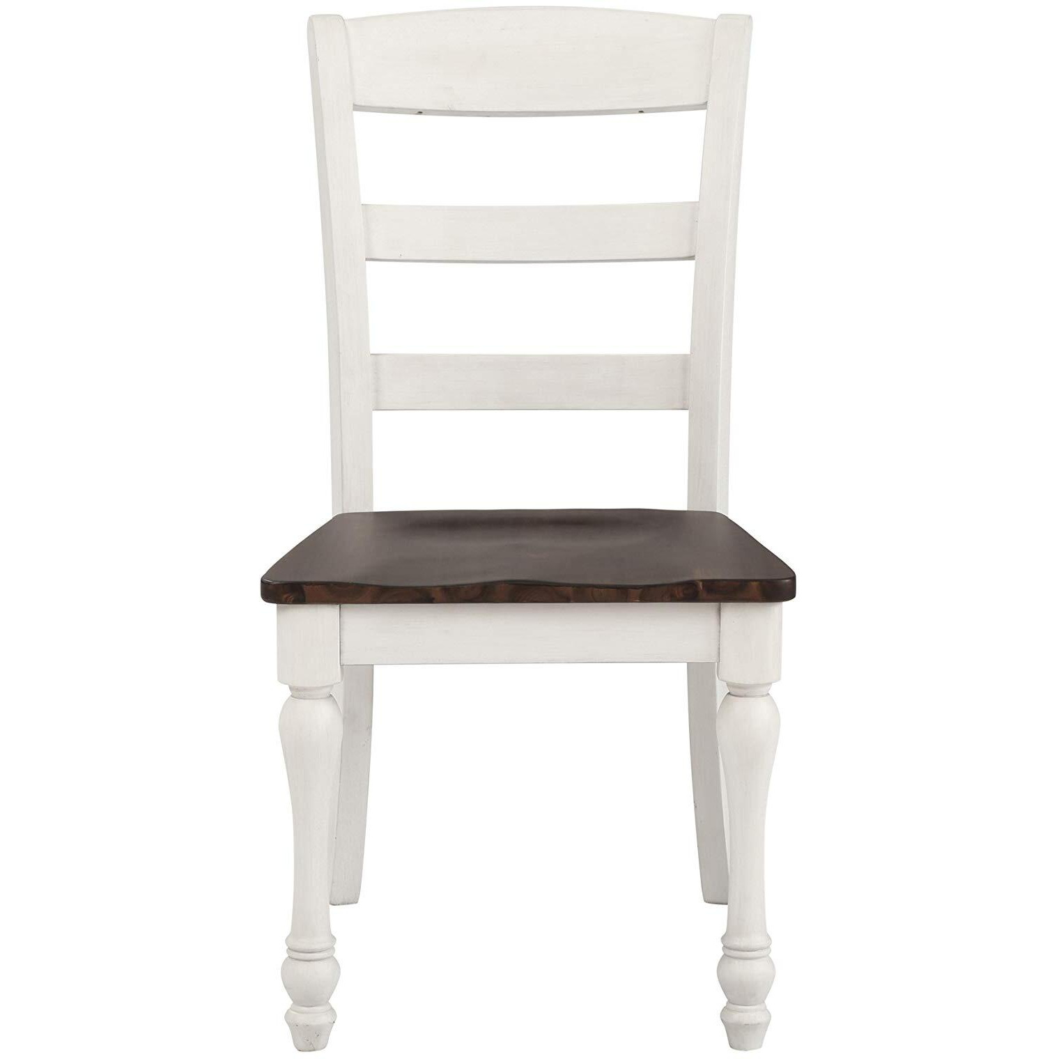 Madelyn Ladder Back Side Chairs Dark Cocoa And Coastal White (Set Of 2)