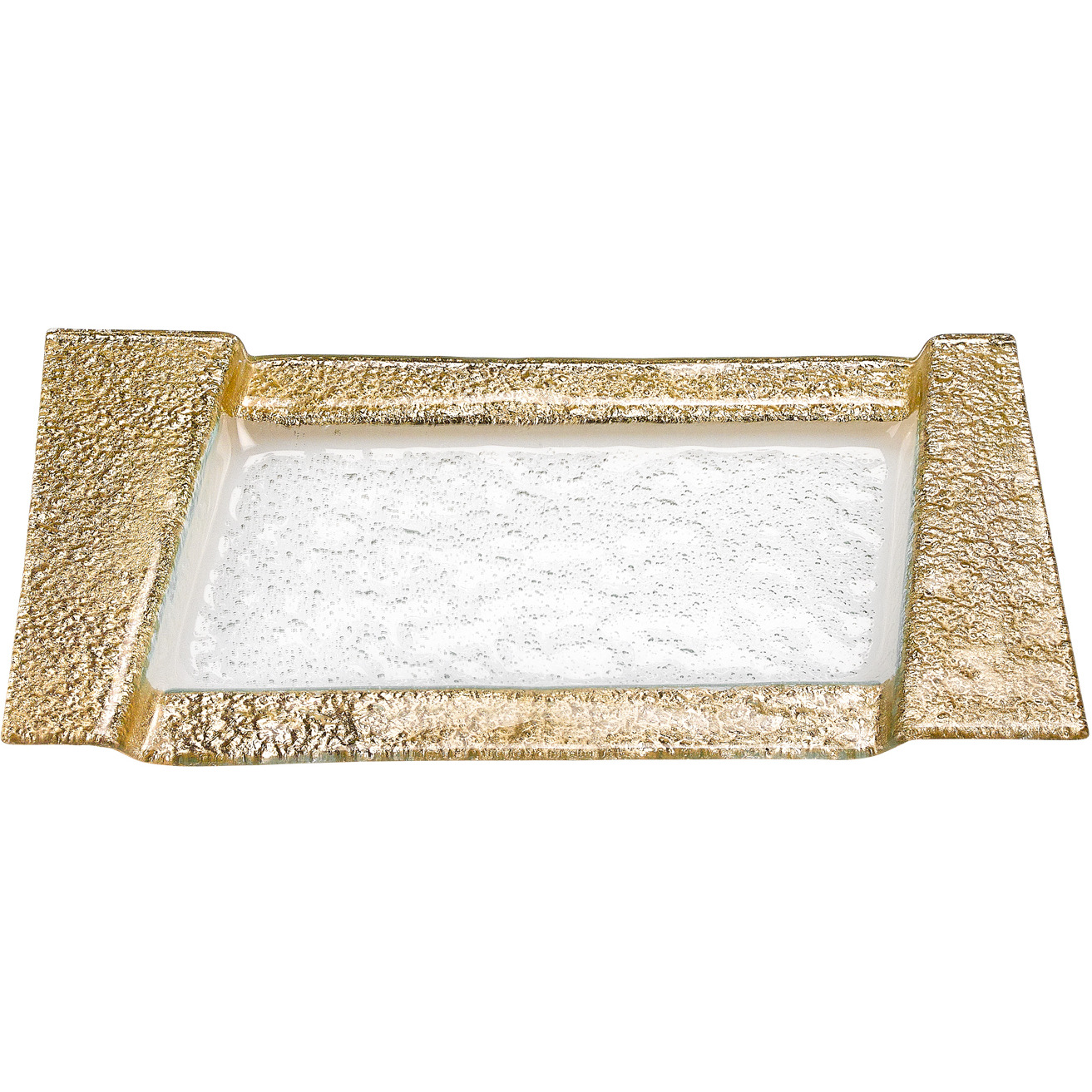 13"" Handcrafted Gold Snack Or Vanity Tray