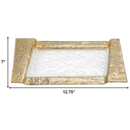 13"" Handcrafted Gold Snack Or Vanity Tray