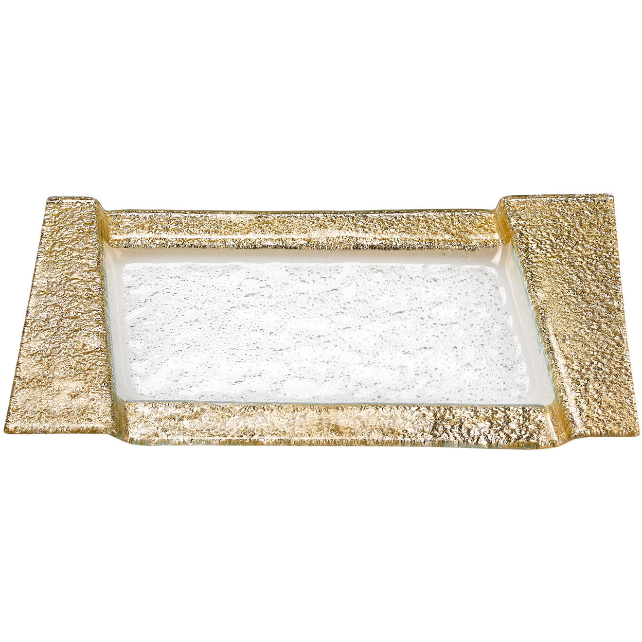 13"" Handcrafted Gold Snack Or Vanity Tray