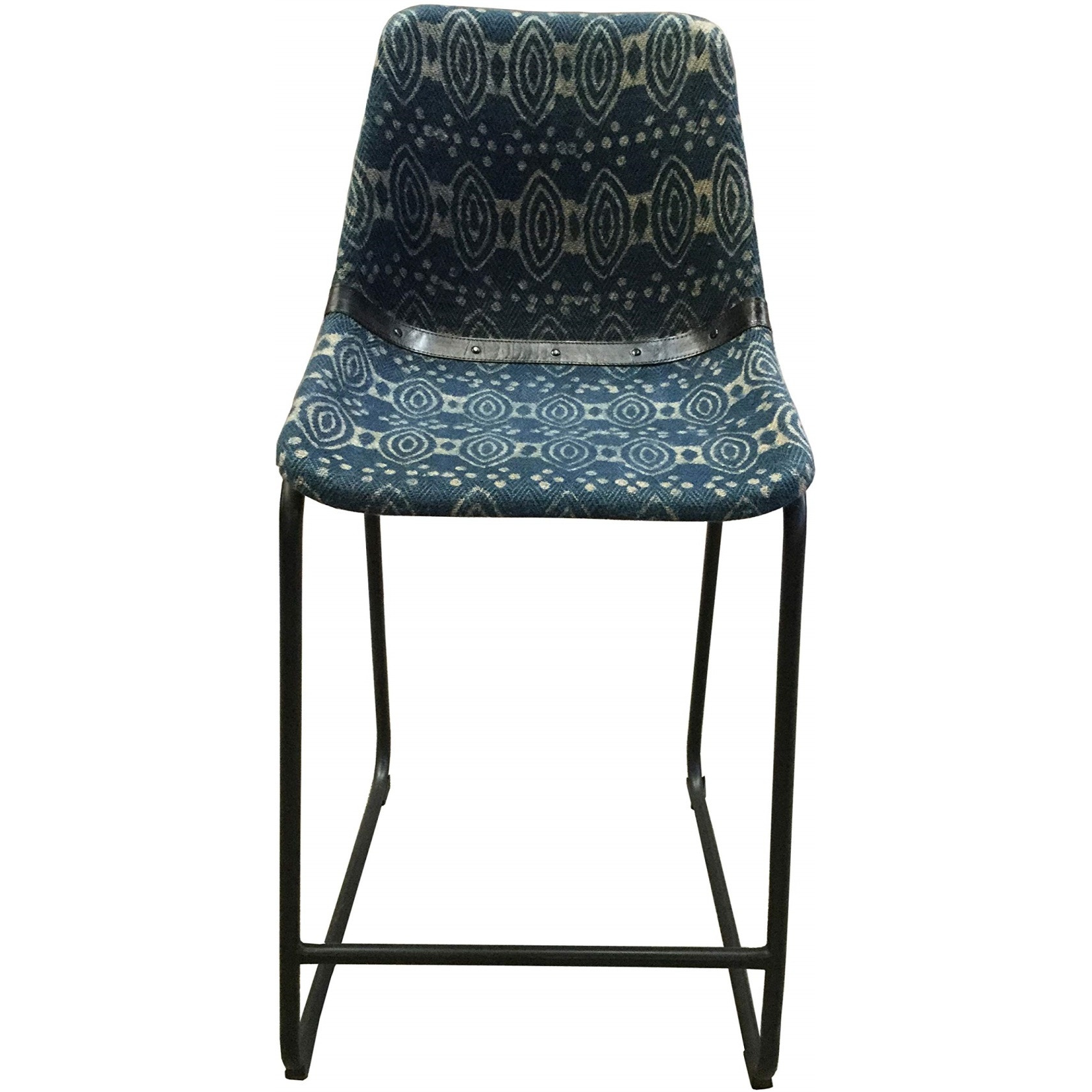 Marquise Counter Height Stools With Footrest Blue And Matte Black (Set Of 2)