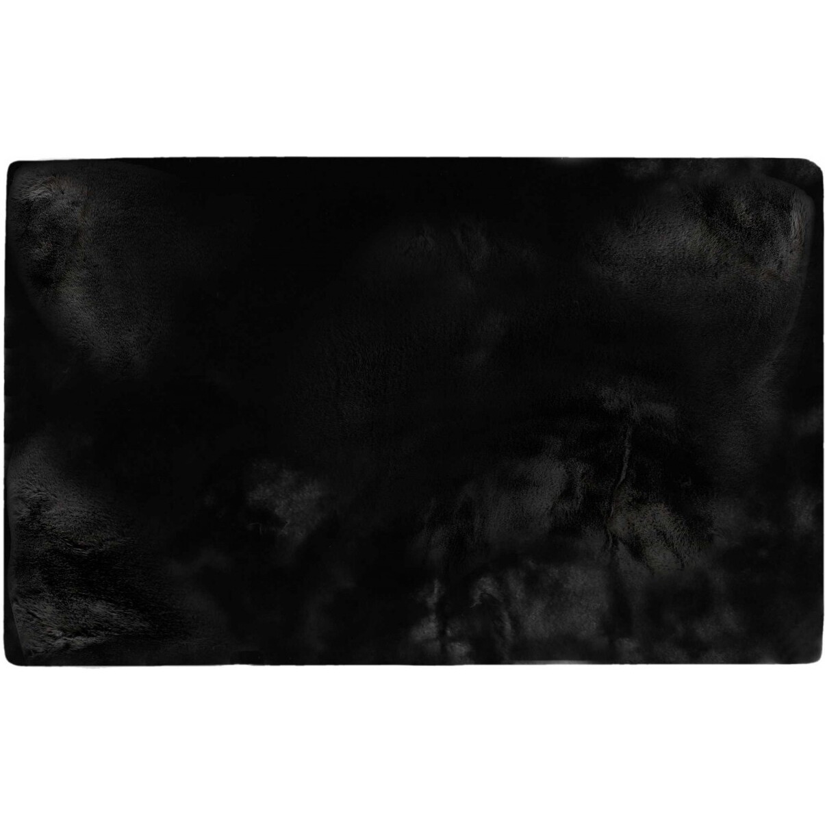 Luxe Faux Rabbit Fur Rectangular Rug 3' X 5'   - Black