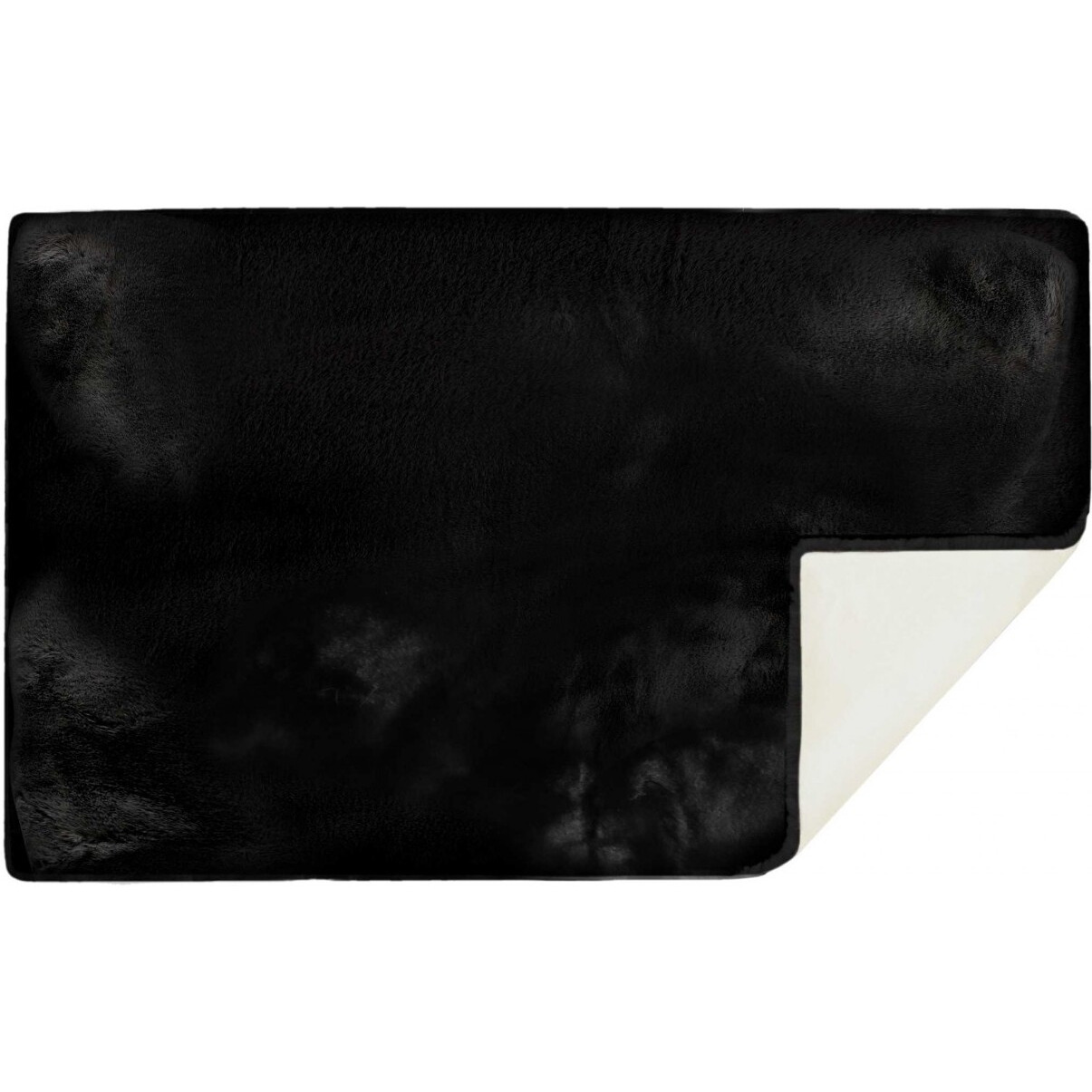 Luxe Faux Rabbit Fur Rectangular Rug 3' X 5'   - Black
