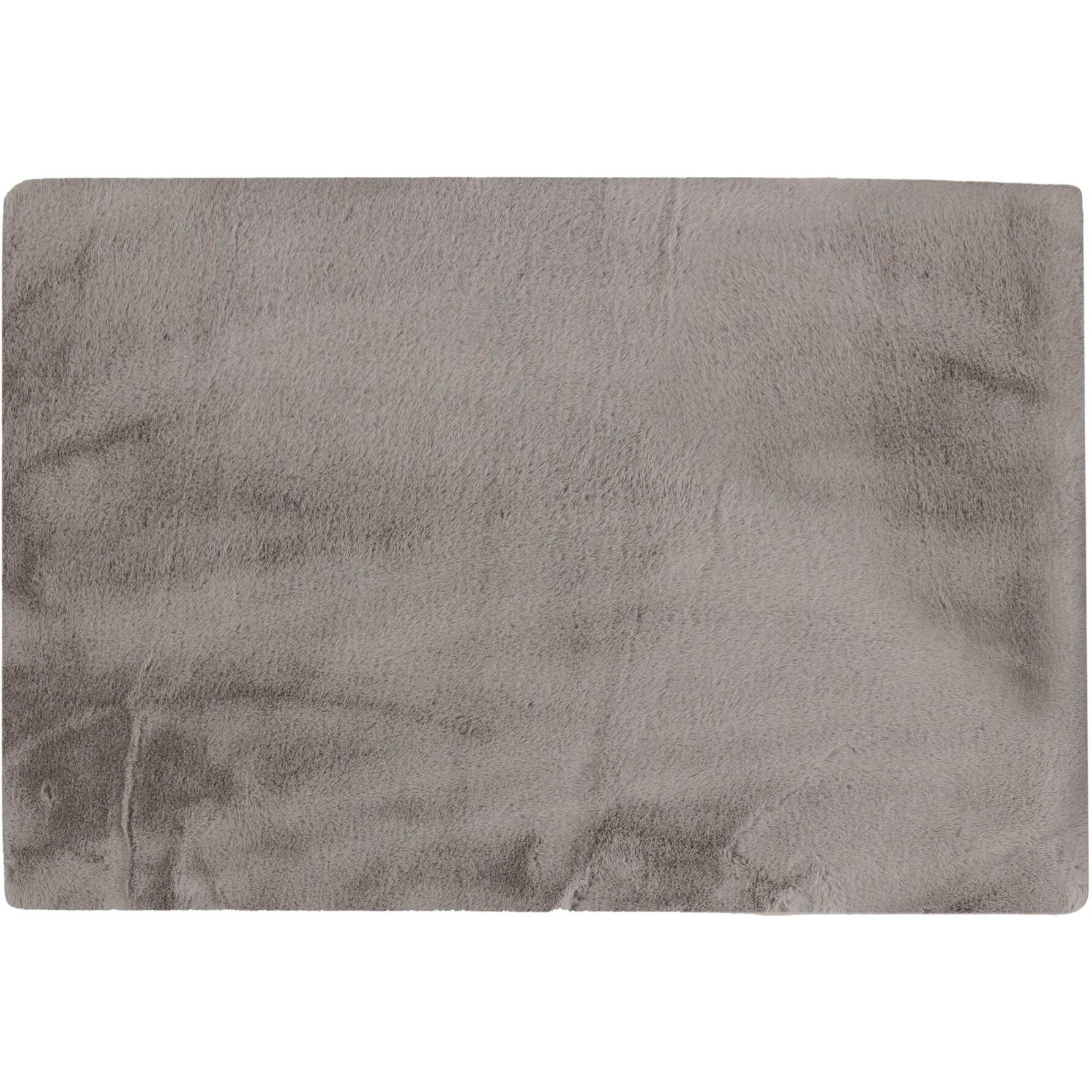 Luxe Faux Rabbit Fur Rectangular Rug 5' X 8'   - Grey