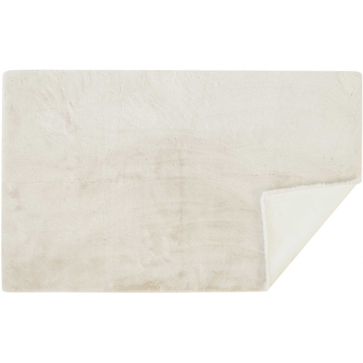 Luxe Faux Rabbit Fur Rectangular Rug 3 X 5   - Ivory