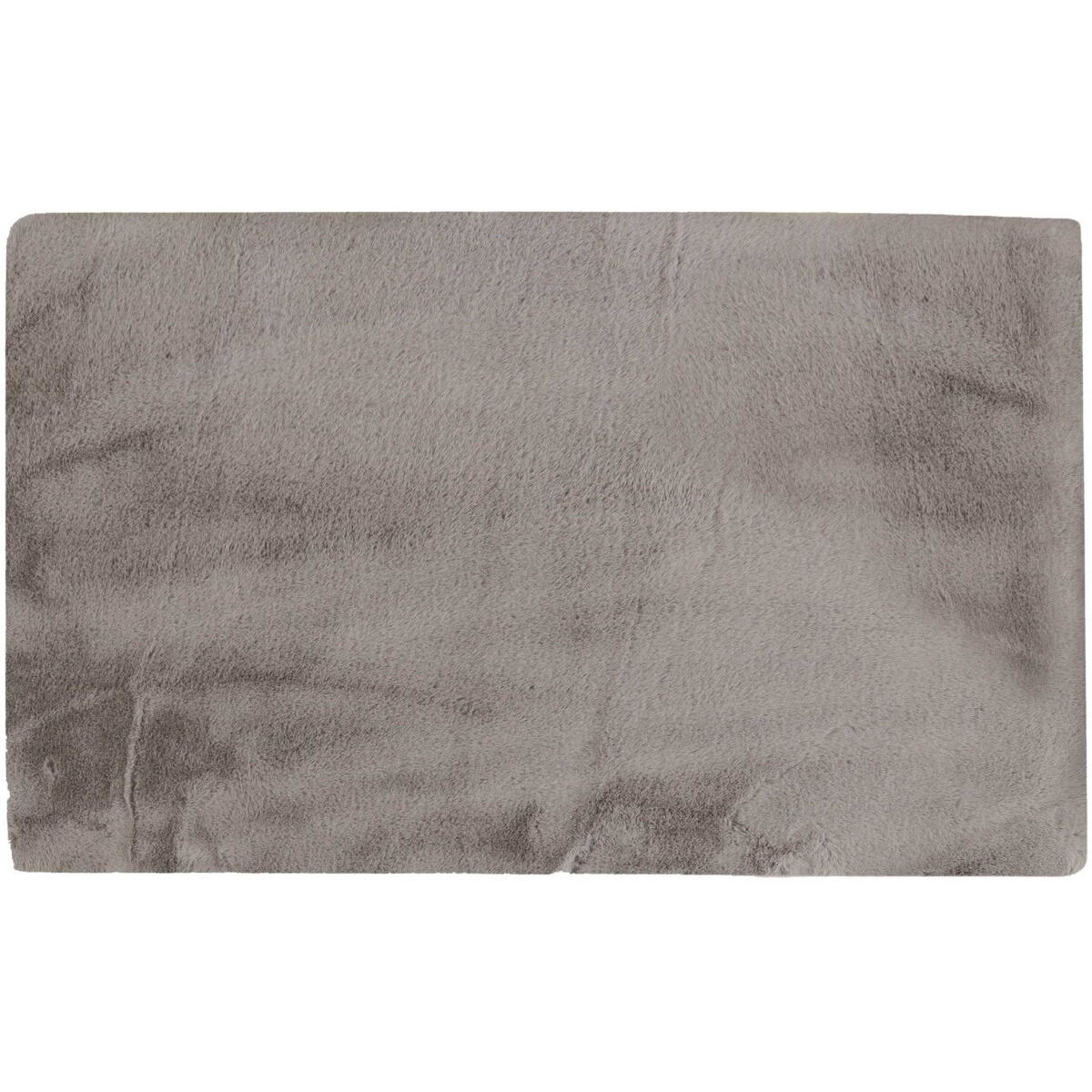 Luxe Faux Rabbit Fur Rectangular Rug 3' X 5'   - Grey