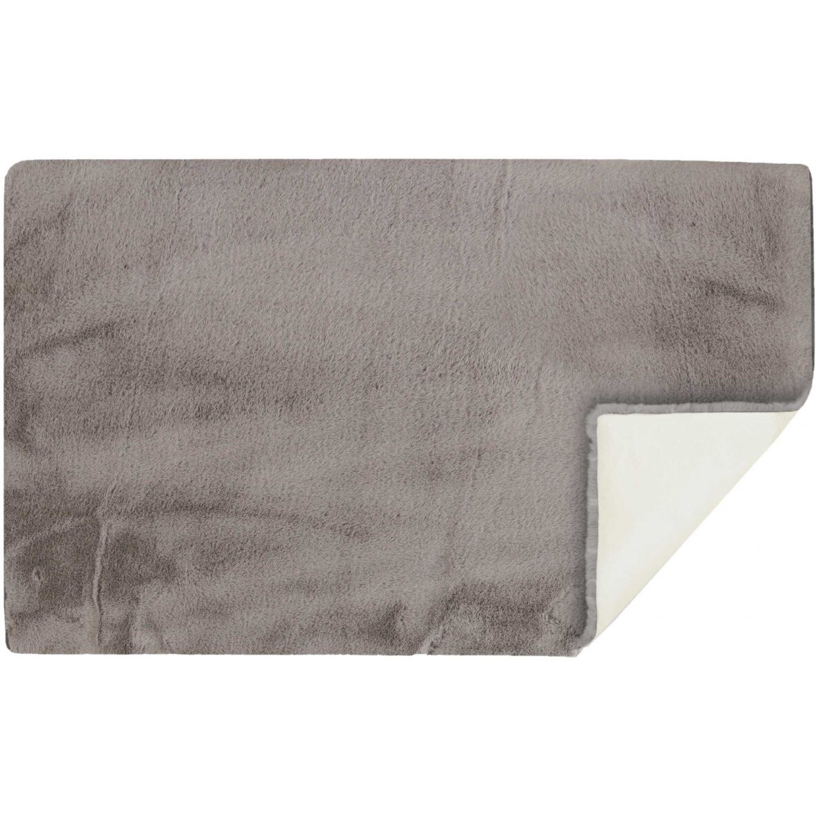 Luxe Faux Rabbit Fur Rectangular Rug 3' X 5'   - Grey