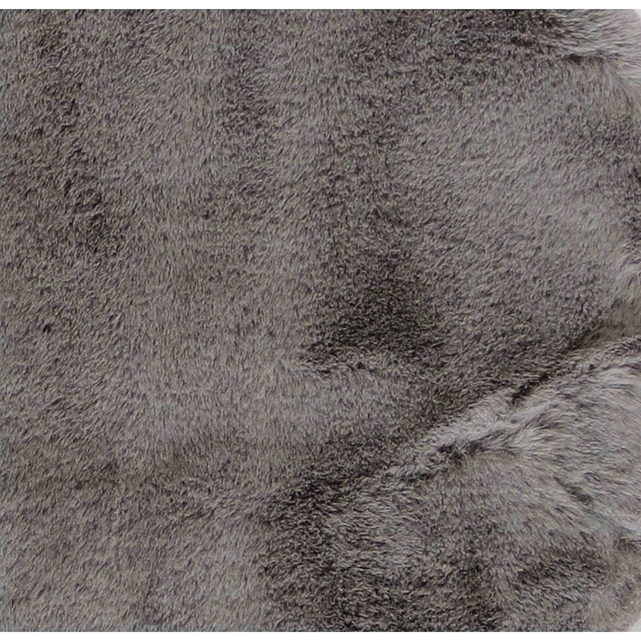Luxe Faux Rabbit Fur Rectangular Rug 3' X 5'   - Grey