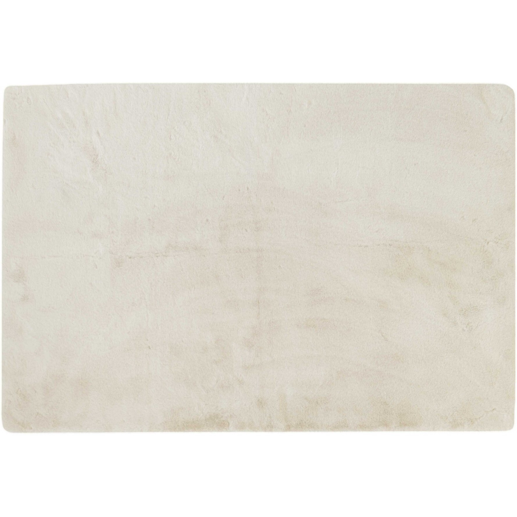 Luxe Faux Rabbit Fur Rectangular Rug 5' X 8'   - Ivory