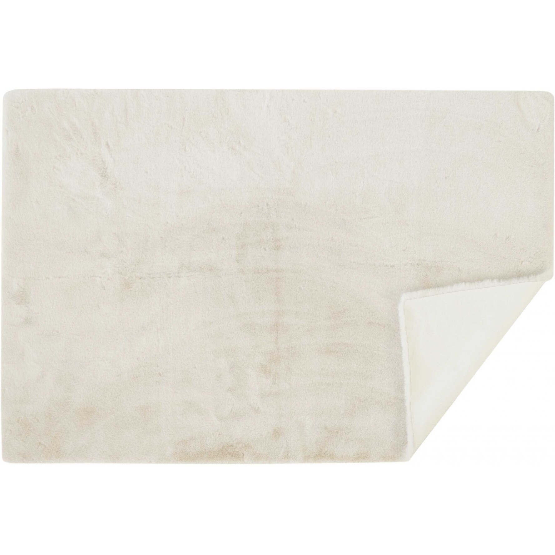 Luxe Faux Rabbit Fur Rectangular Rug 5' X 8'   - Ivory