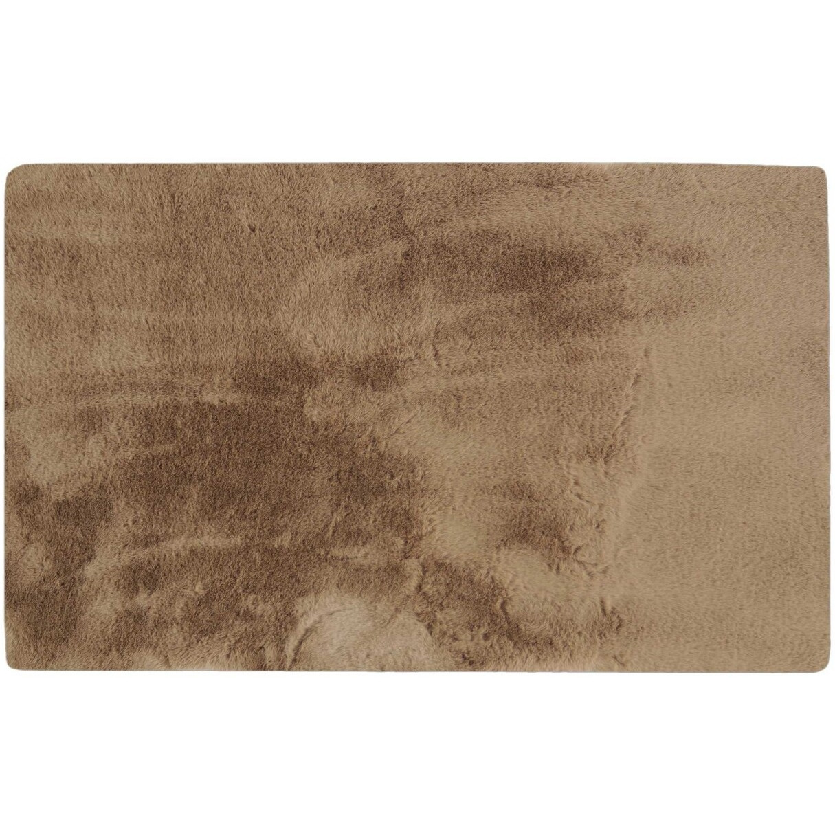 Luxe Faux Rabbit Fur Rectangular Rug 3' X 5'   - Taupe