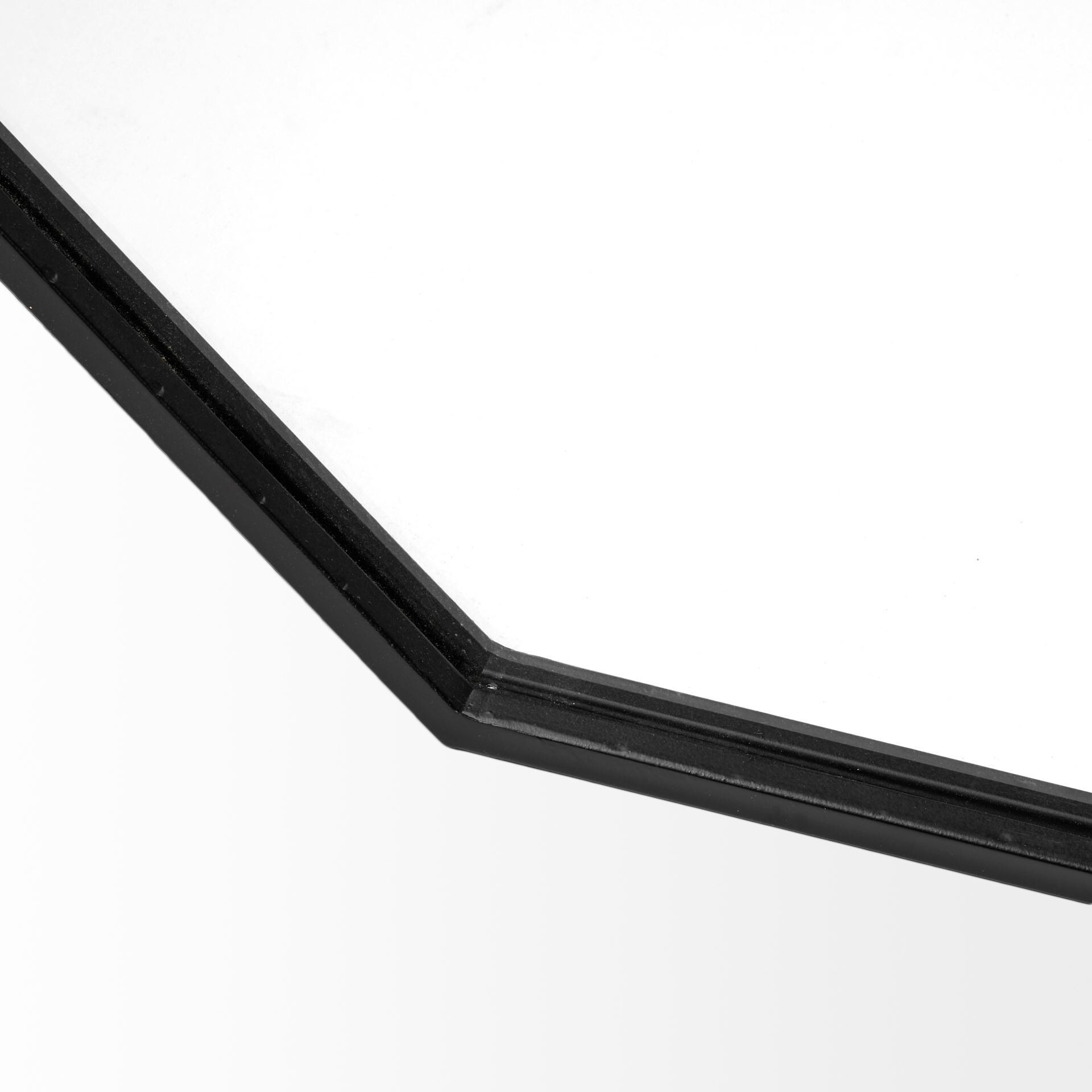 37"" Octogon Black Metal Frame Wall Mirror