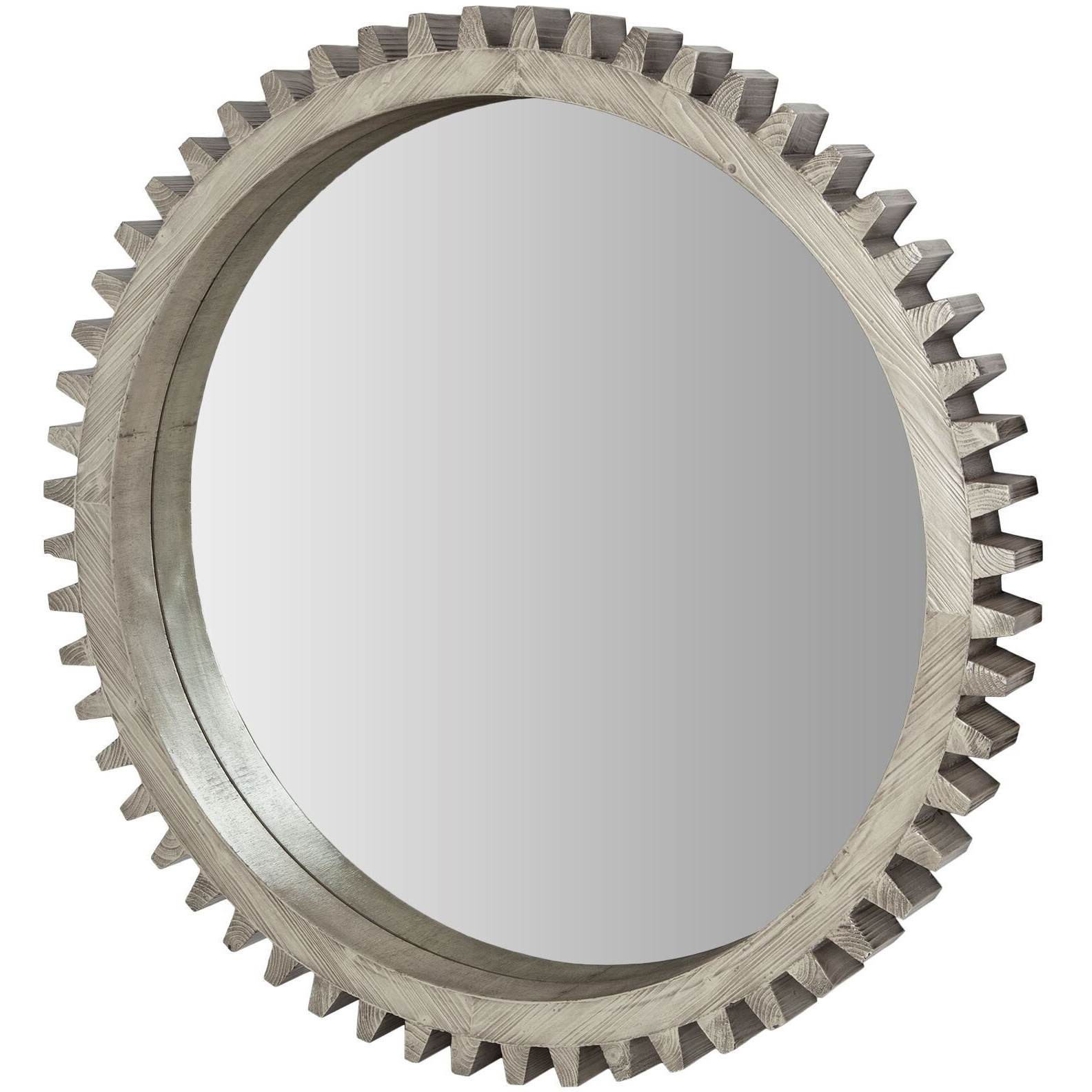 44"" Round Silver Wood Frame Wall Mirror