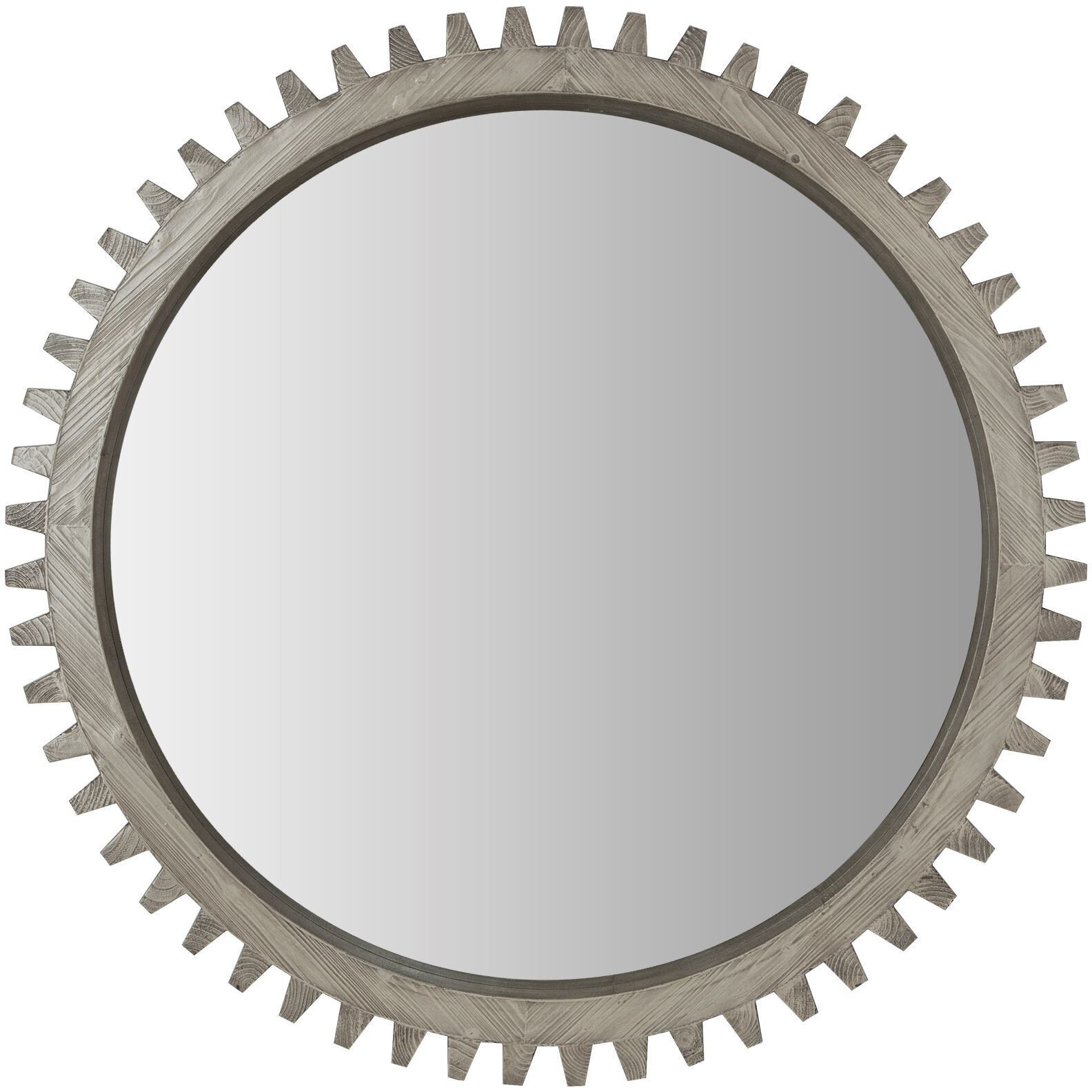 44"" Round Silver Wood Frame Wall Mirror