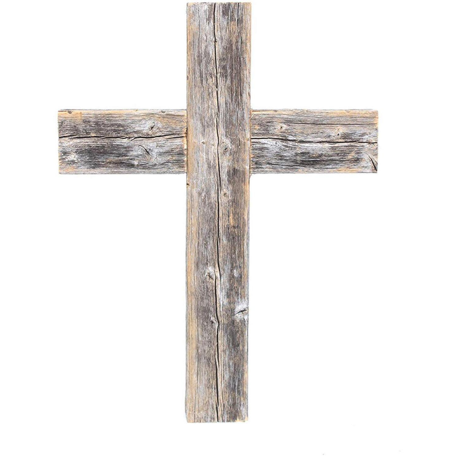 Rustic Weathered Grey Reclaimed Wood Cross Decoration