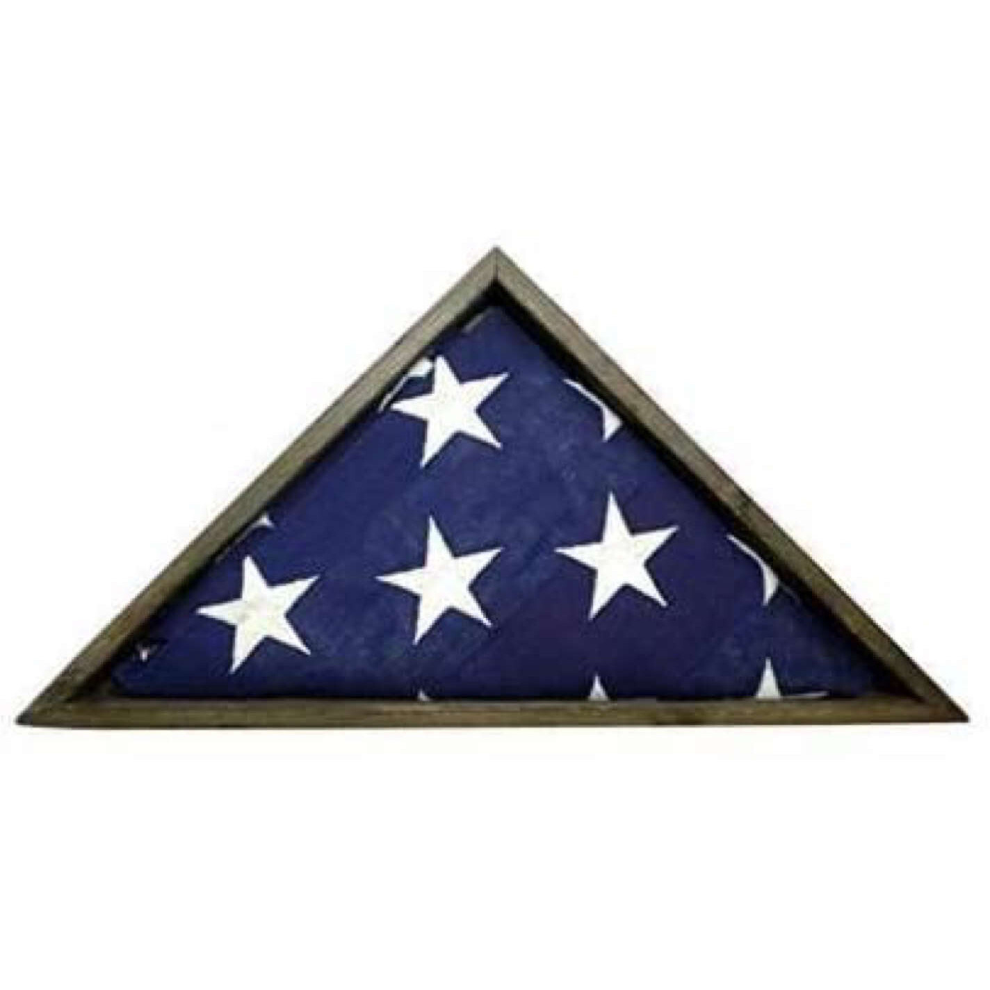 Rustic Weathered Grey Reclaimed Wood Triangle Wooden Display Flag Case